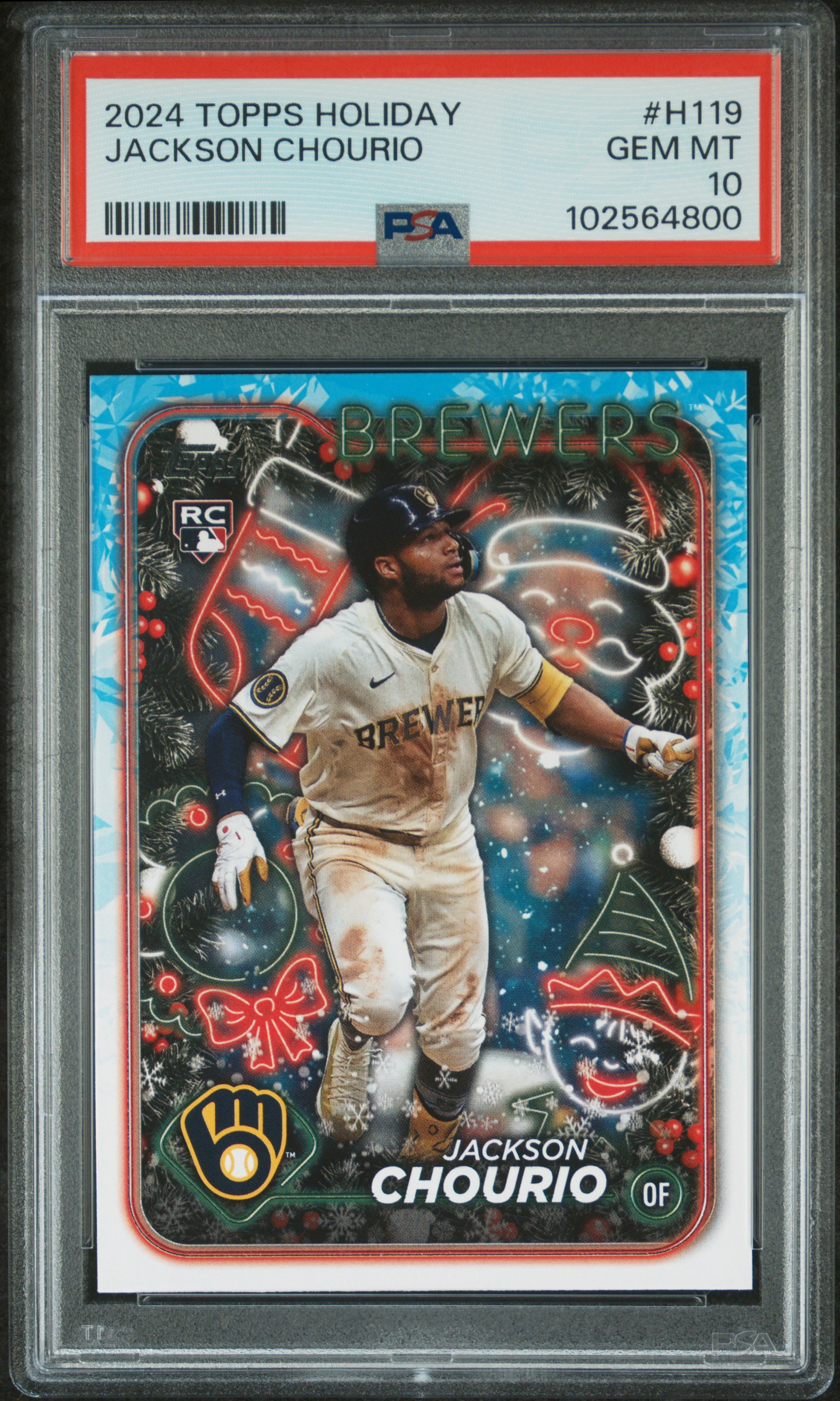 2024 Topps Holiday Jackson Chourio #H119 Gem Mt 10 front