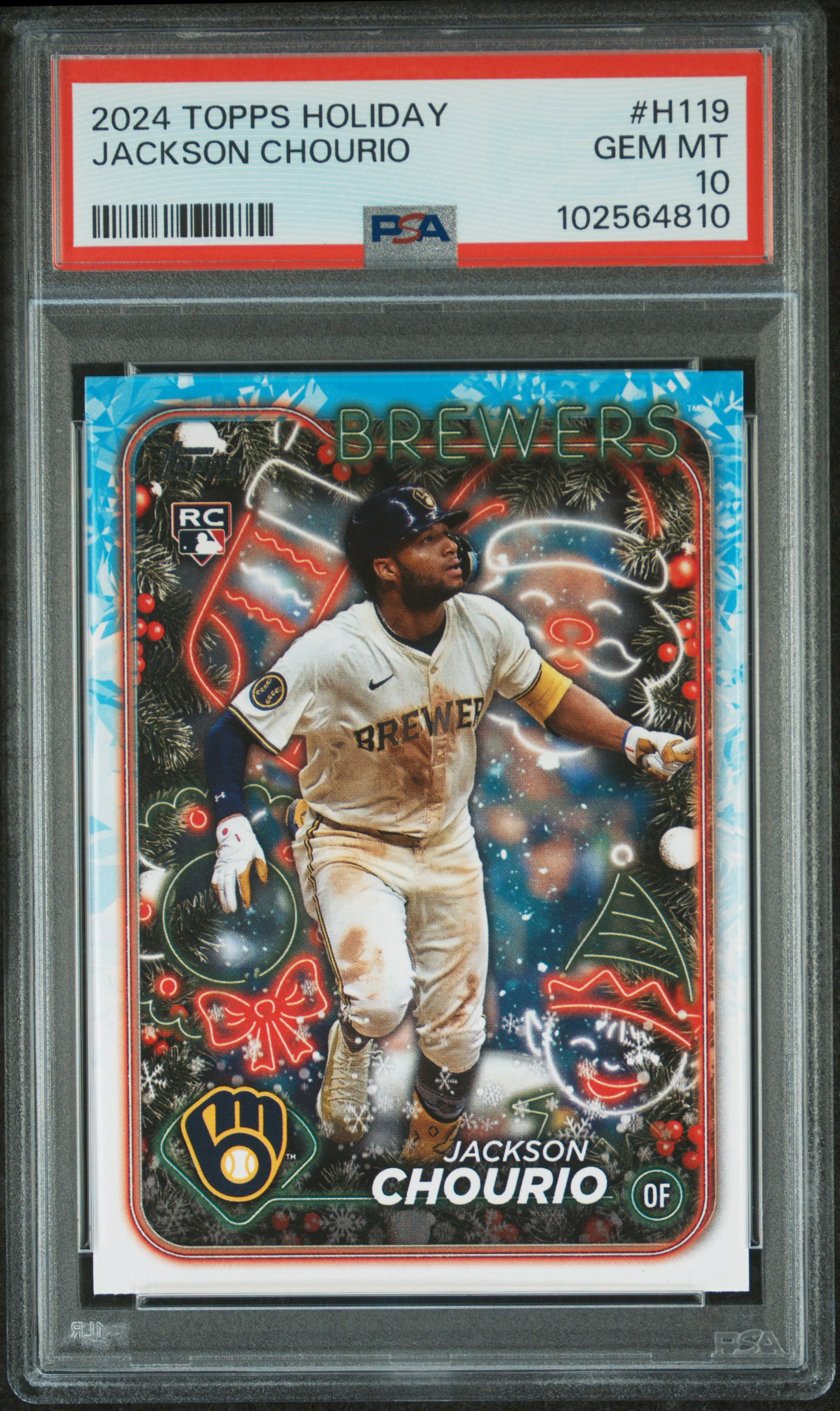 2024 Topps Holiday Jackson Chourio #H119 Gem Mt 10 front