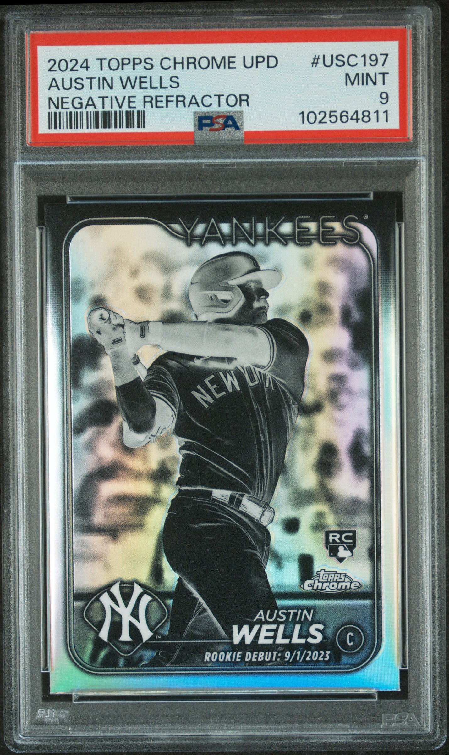 2024 Topps Chrome Update Austin Wells #Usc197 (Negative Refractor) Mint 9 front