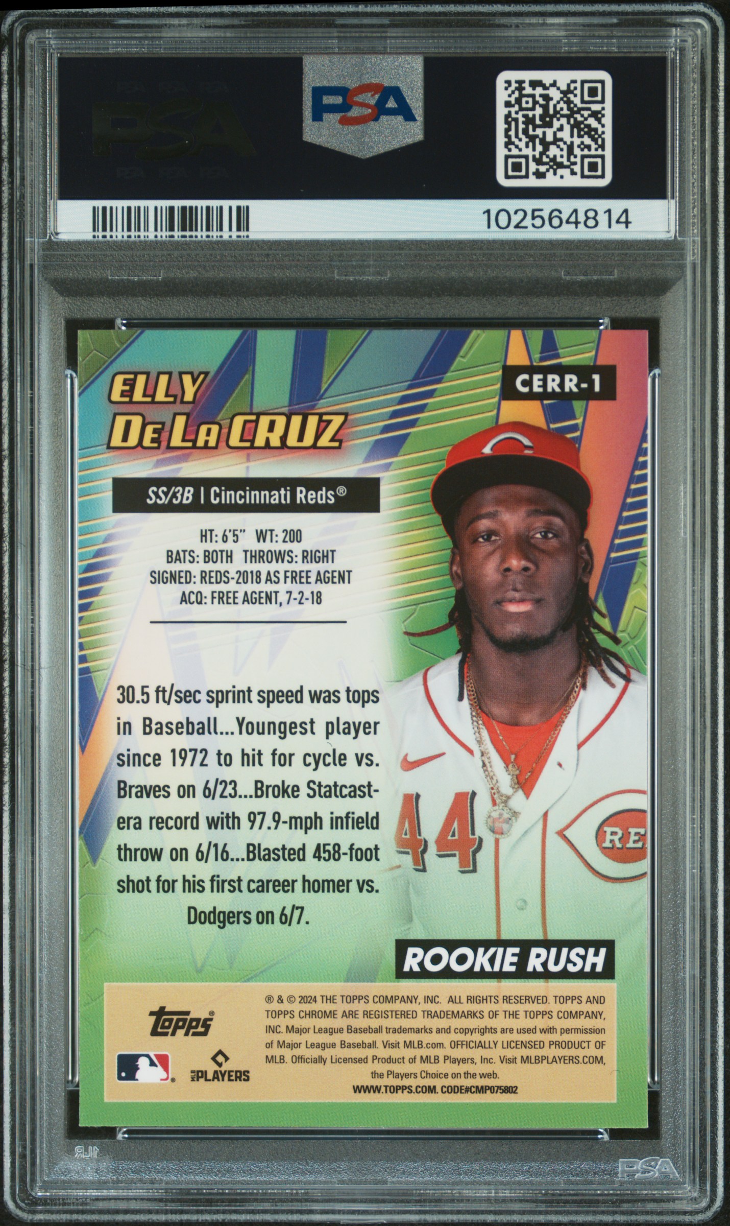 2024 Topps Chrome Chrome All Etch Rookie Rush Elly De La Cruz #1 Gem Mt 10 back