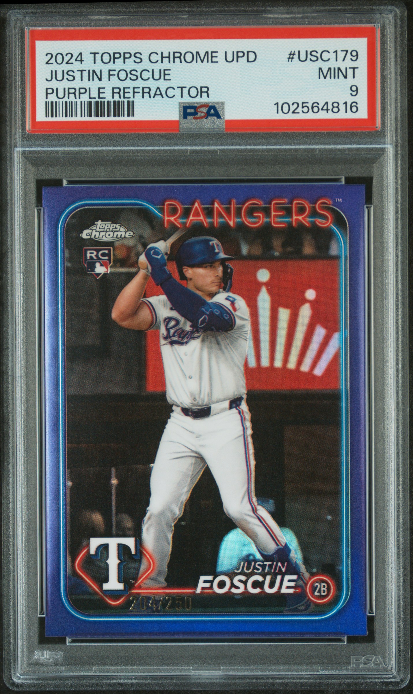 2024 Topps Chrome Update Justin Foscue #Usc179 (Purple Refractor) Mint 9 front