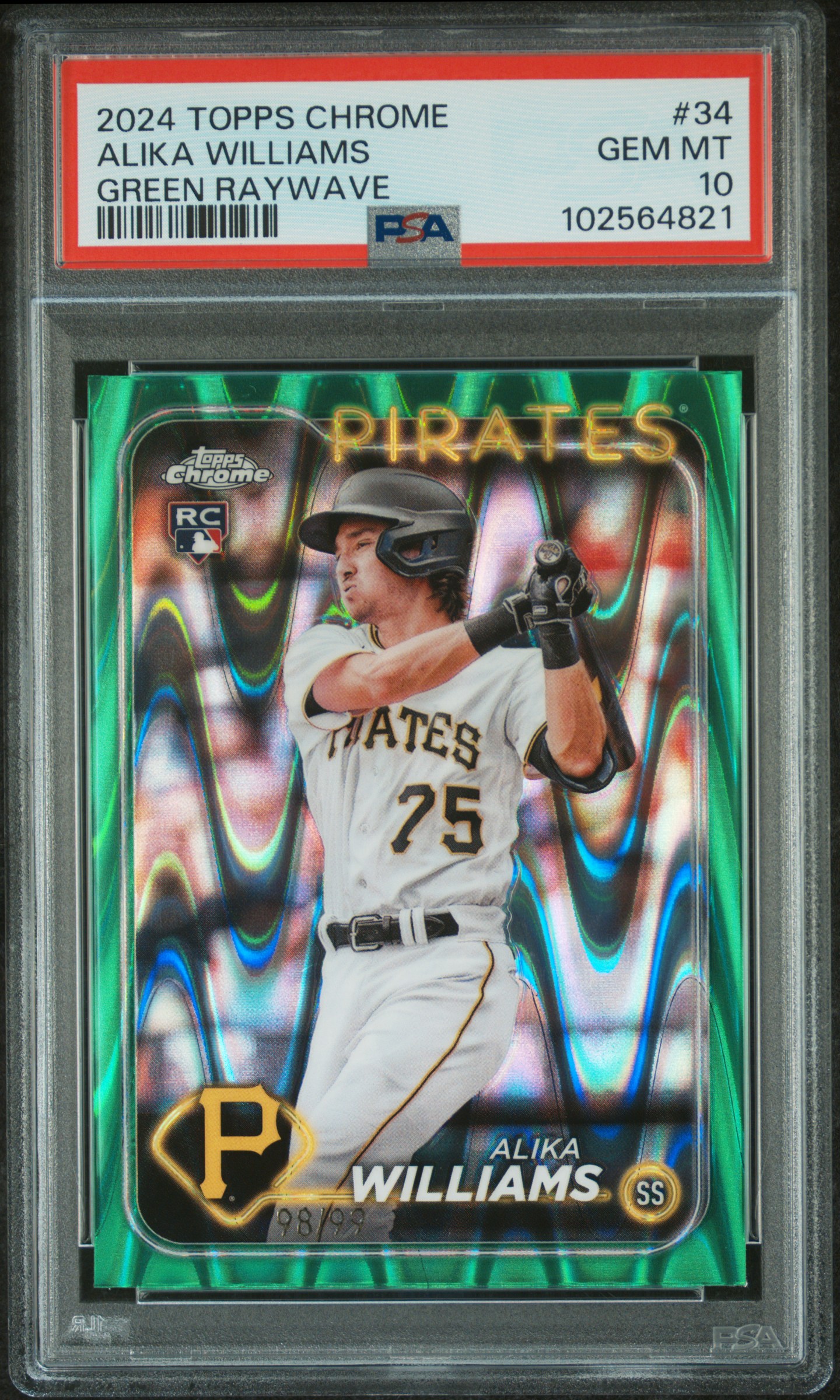 2024 Topps Chrome Alika Williams #34 (Green Raywave) Gem Mt 10 front