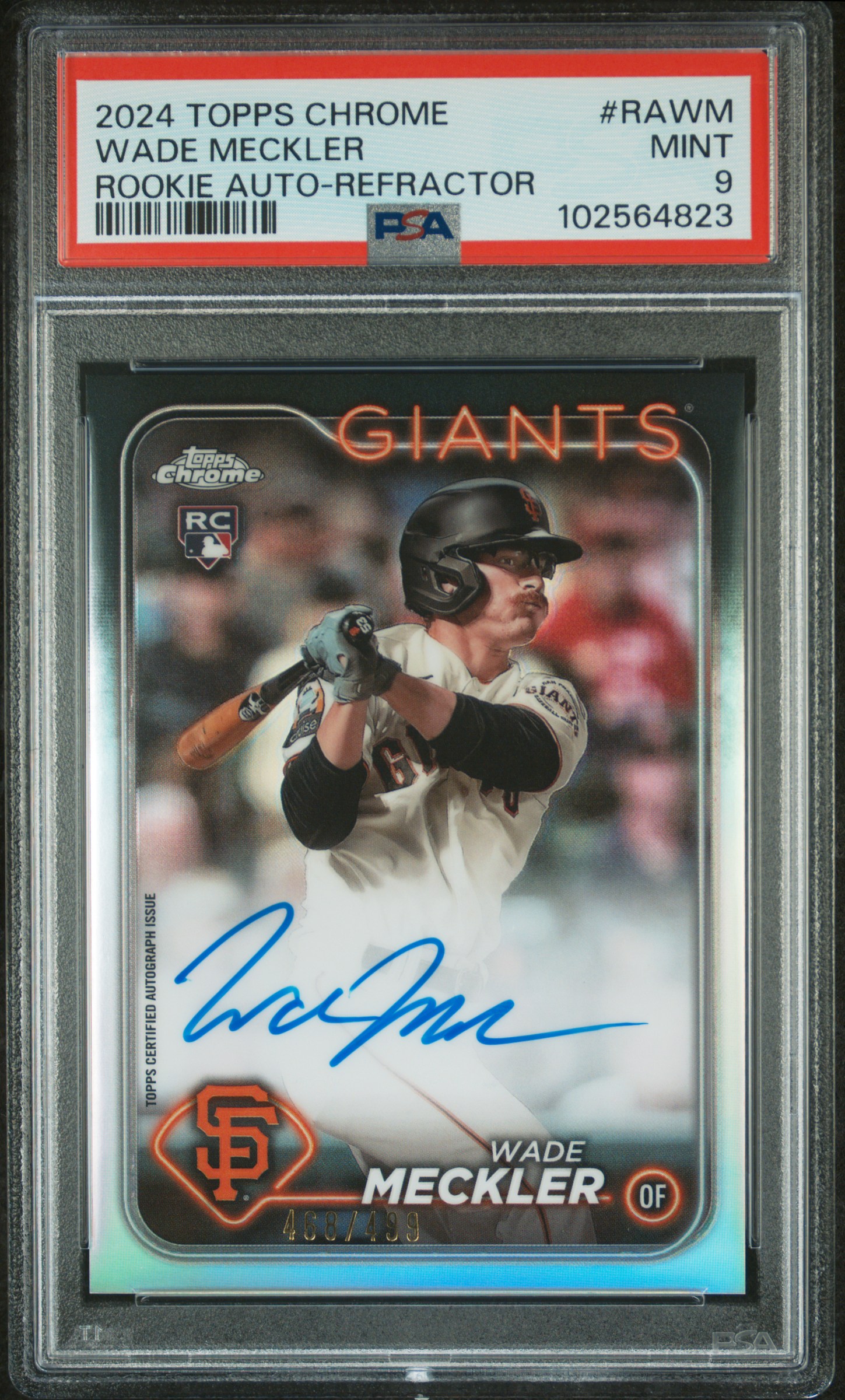 2024 Topps Chrome Rookie Autographs Wade Meckler #Rawm (Rookie Auto-Refractor) Mint 9 front