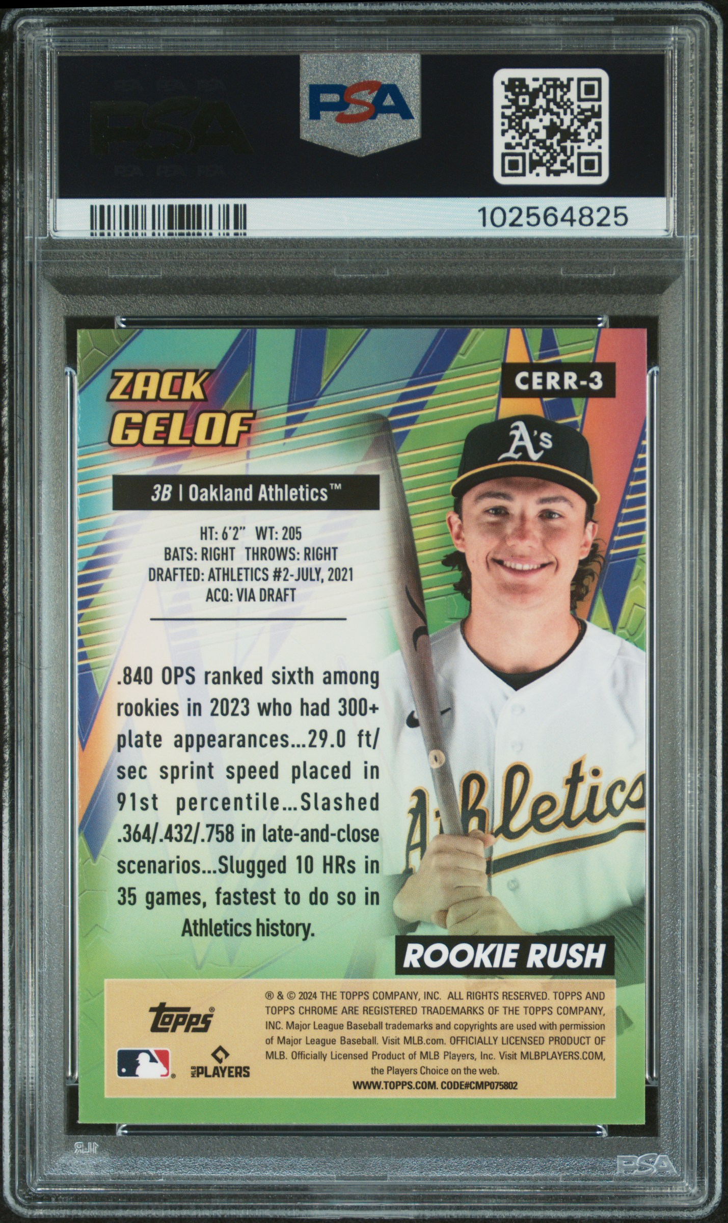 2024 Topps Chrome Chrome All Etch Rookie Rush Zack Gelof #3 Gem Mt 10 back