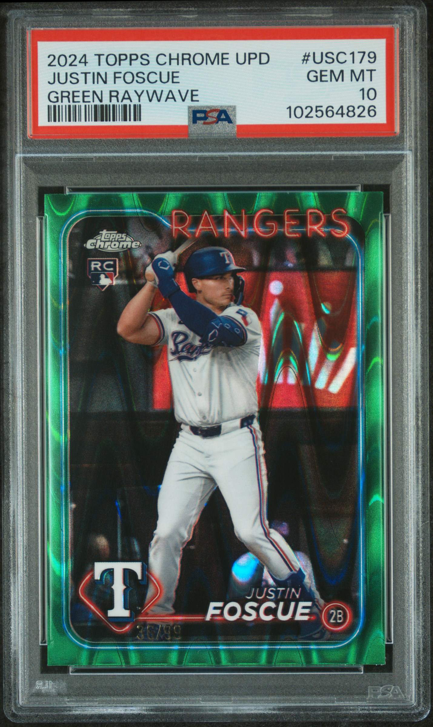 2024 Topps Chrome Update Justin Foscue #Usc179 (Green Raywave) Gem Mt 10 front