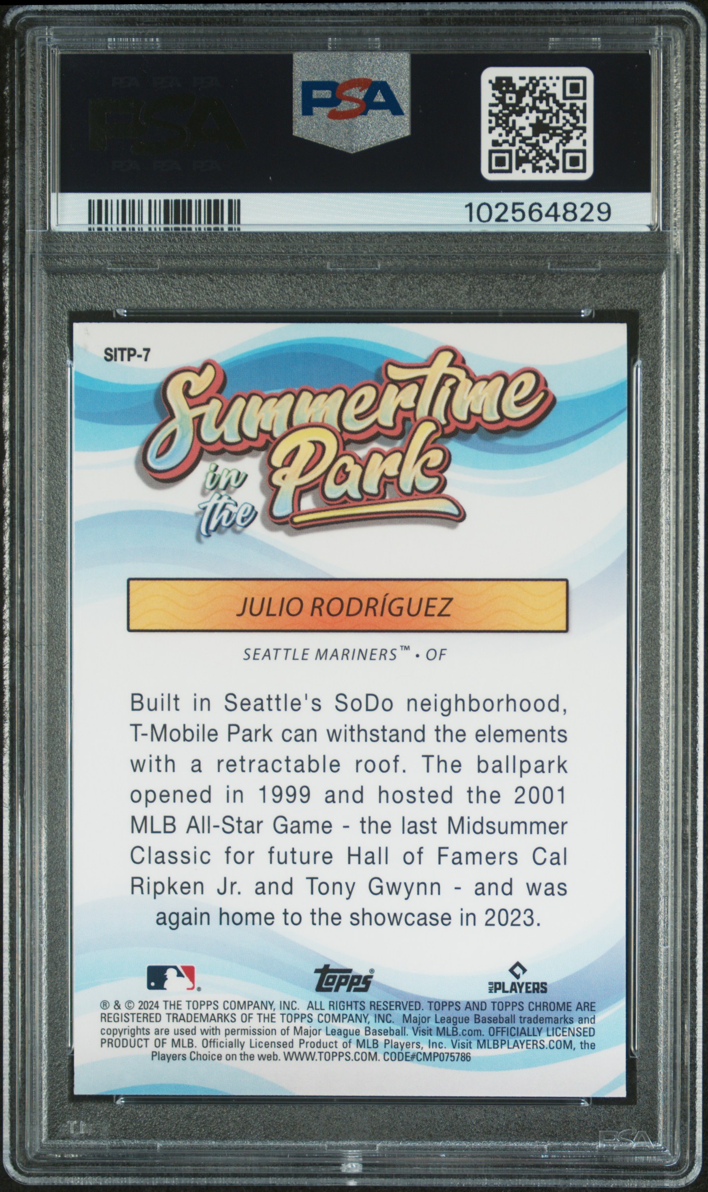 2024 Topps Chrome Summertime In The Park Julio Rodriguez #7 (Summertime/Park-Org Ref) Gem Mt 10 back
