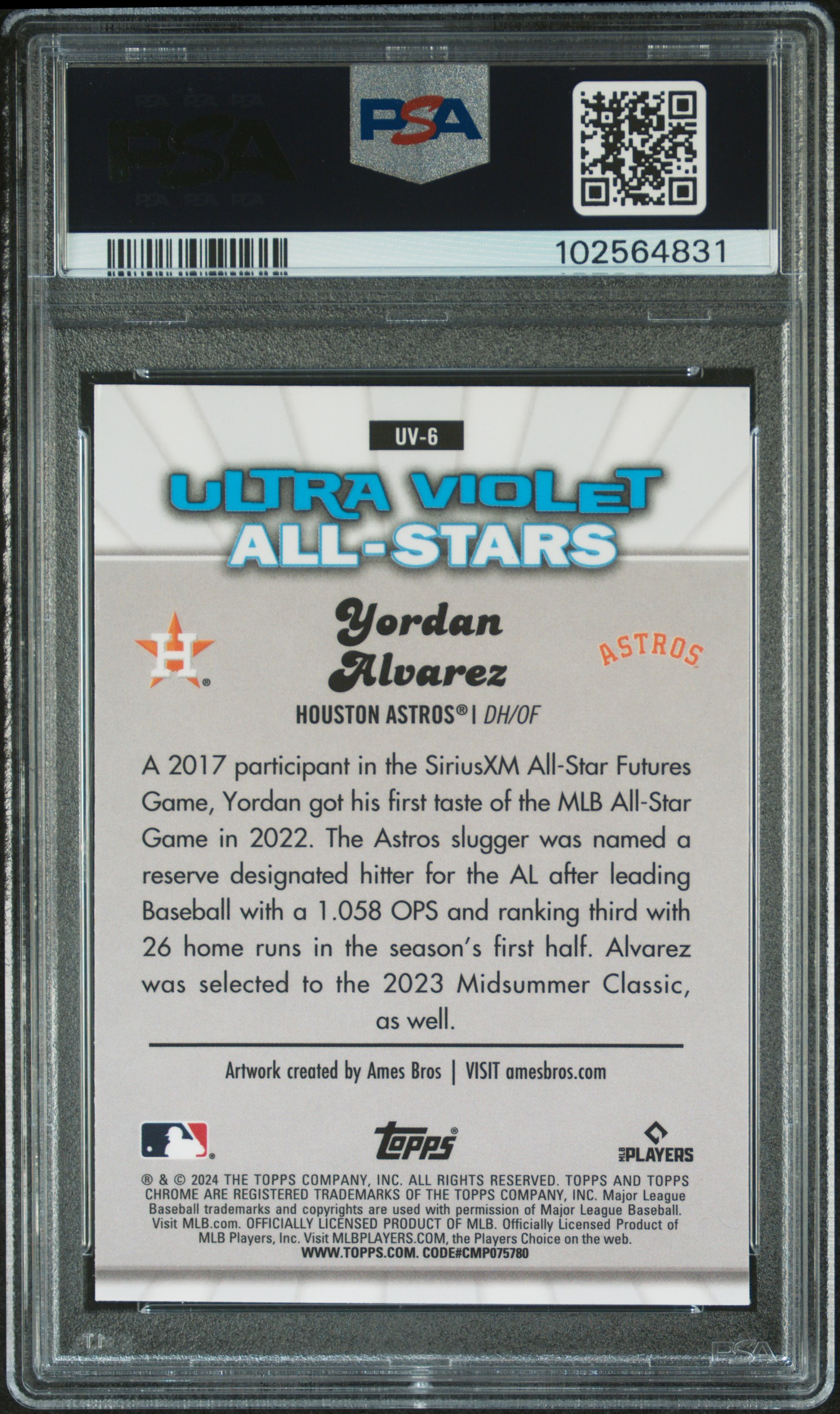 2024 Topps Chrome Ultraviolet All-Stars Yordan Alvarez #Uv6 Mint 9 back