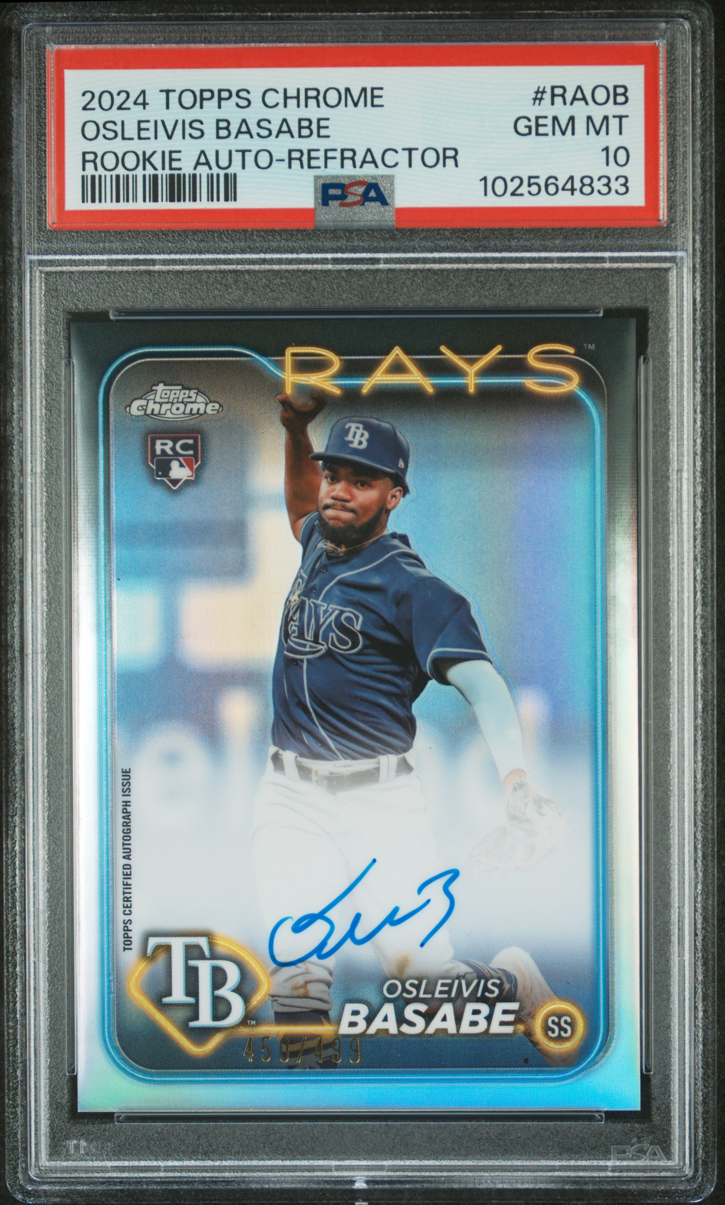 2024 Topps Chrome Rookie Autographs Osleivis Basabe #Raob (Rookie Auto-Refractor) Gem Mt 10 front
