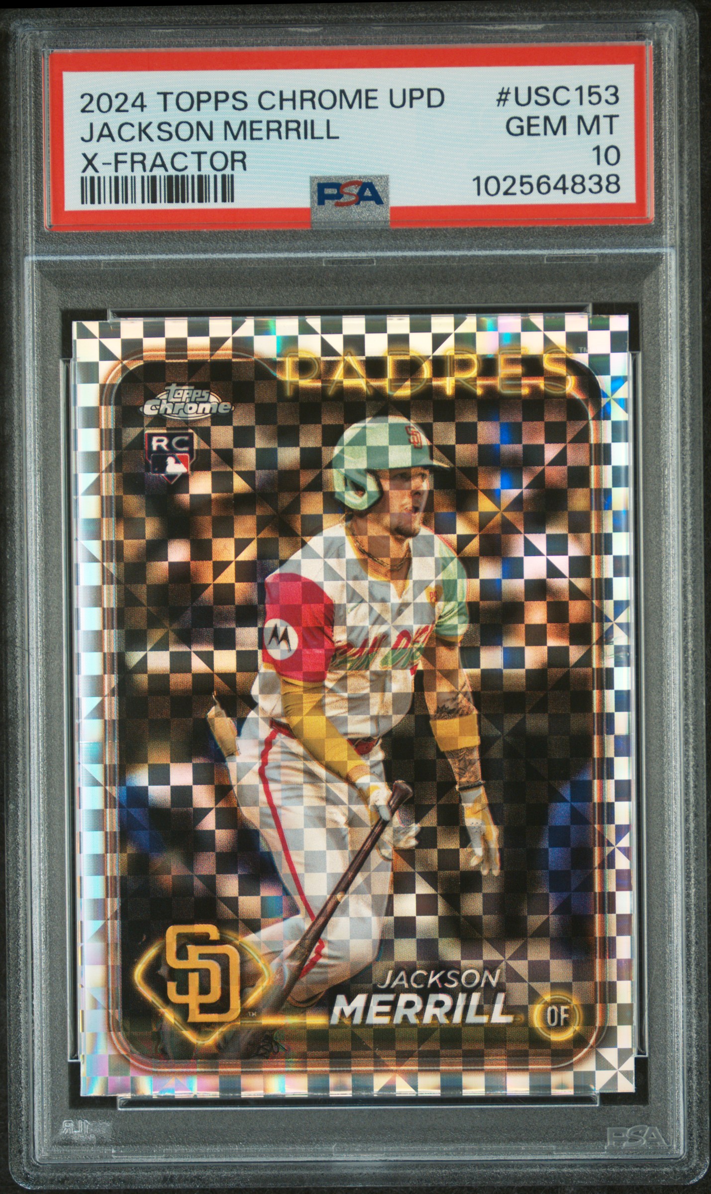 2024 Topps Chrome Update Jackson Merrill #Usc153 (X-Fractor) Gem Mt 10 front