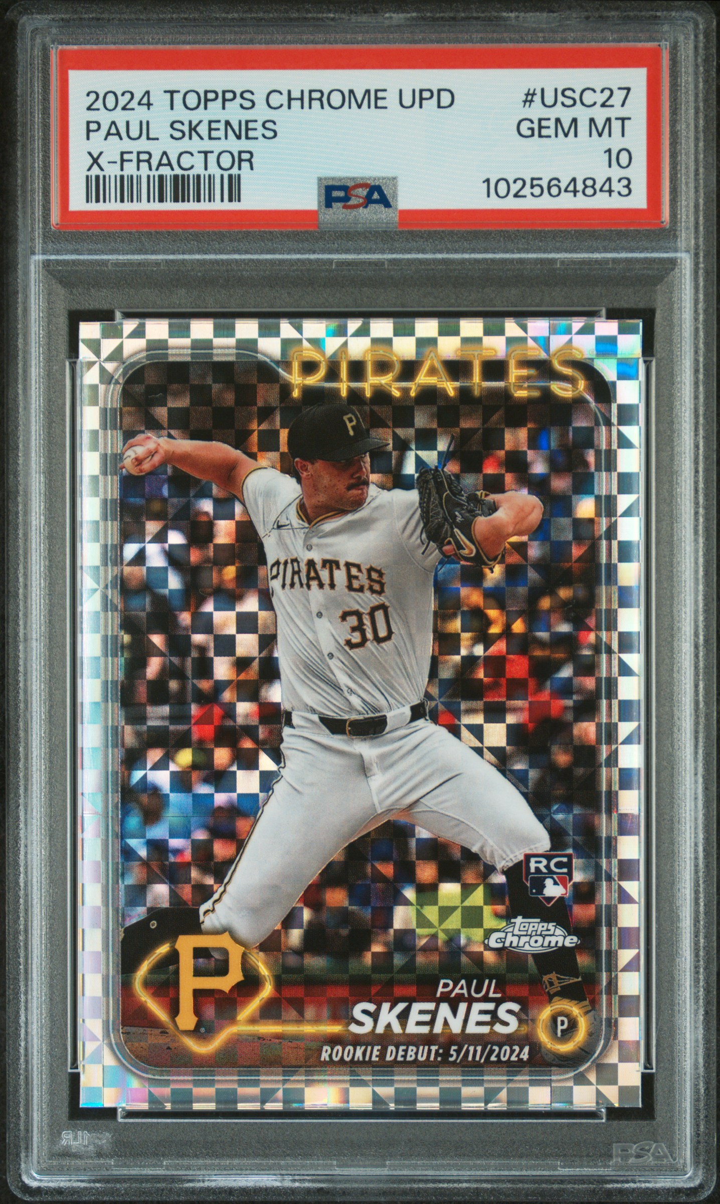 2024 Topps Chrome Update Paul Skenes #Usc27 (X-Fractor) Gem Mt 10 front