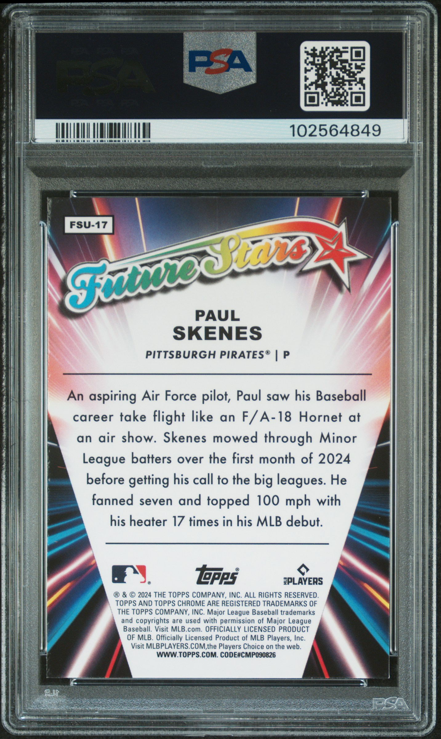 2024 Topps Chrome Update Future Stars Paul Skenes #Fsu17 Mint 9 back