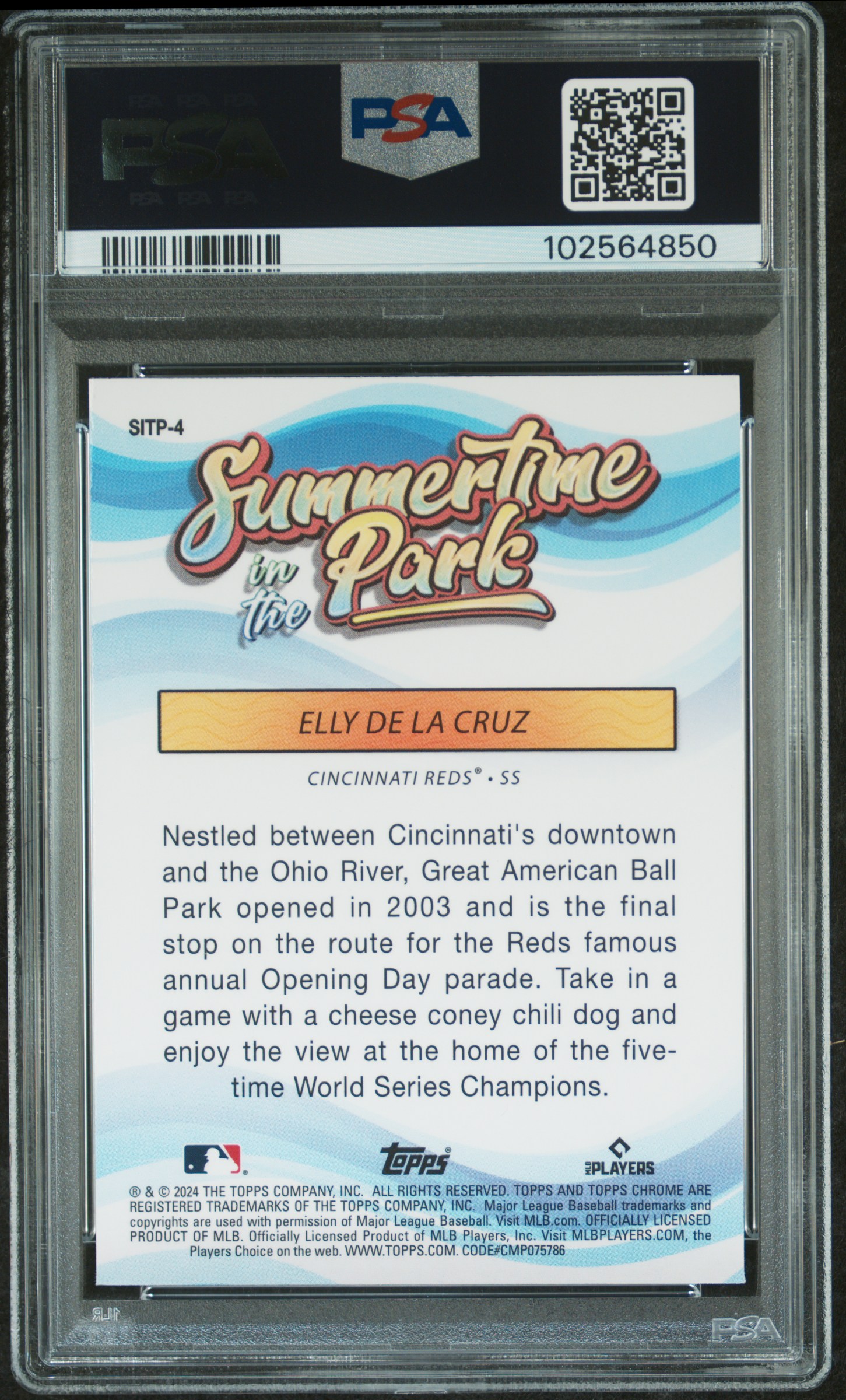 2024 Topps Chrome Summertime In The Park Elly De La Cruz #4 Mint 9 back