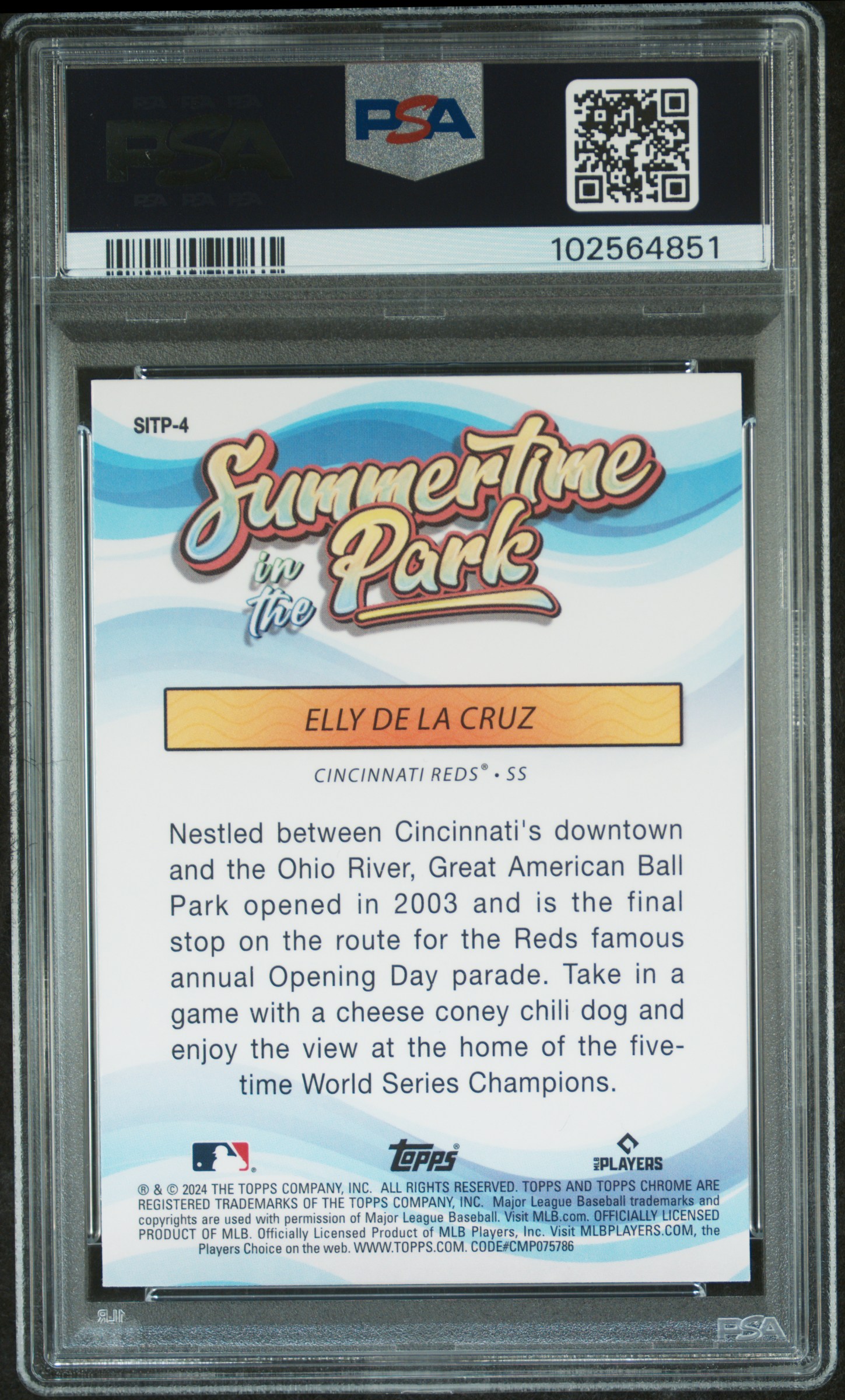 2024 Topps Chrome Summertime In The Park Elly De La Cruz #4 Mint 9 back