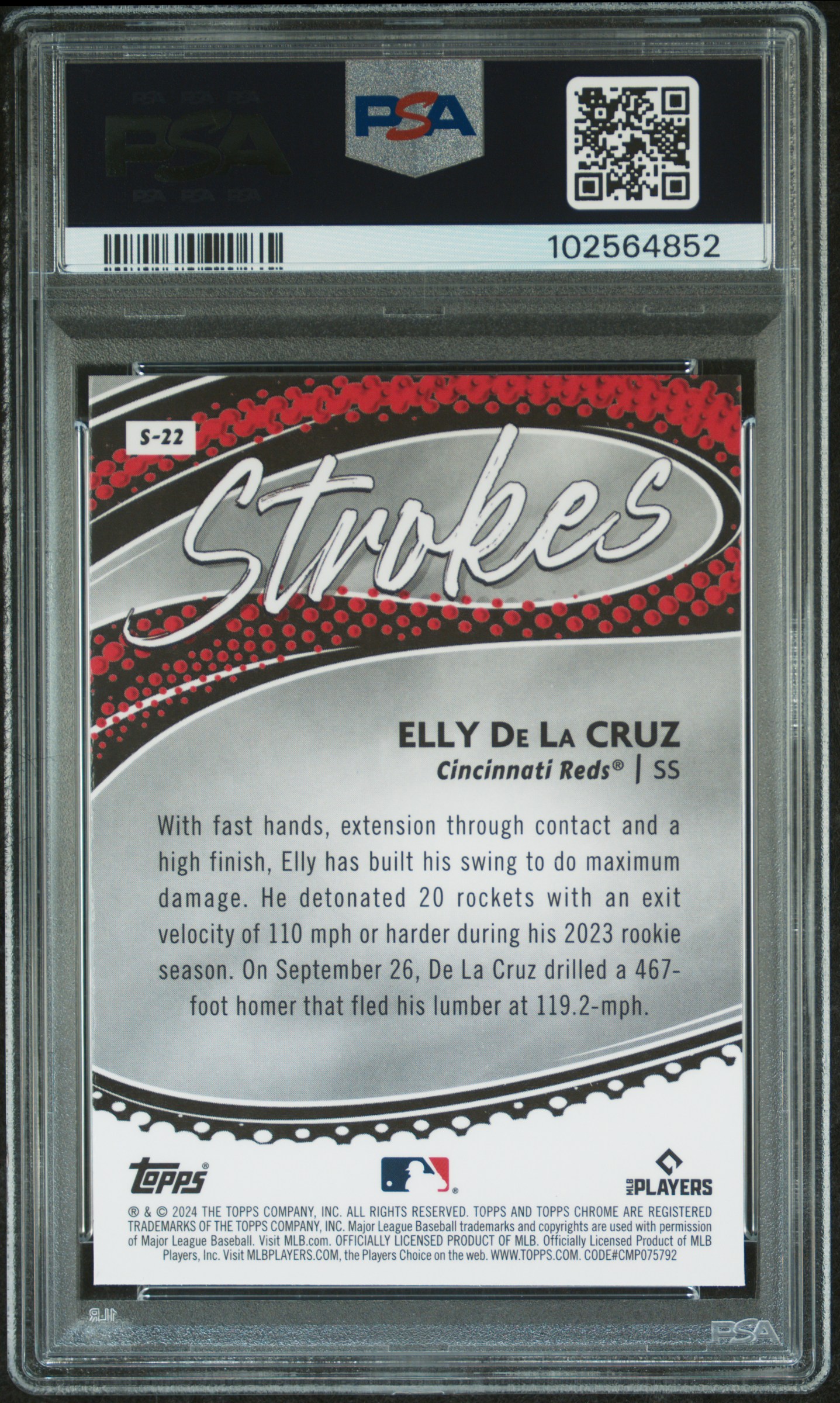 2024 Topps Chrome Strokes Elly De La Cruz #S22 Gem Mt 10 back