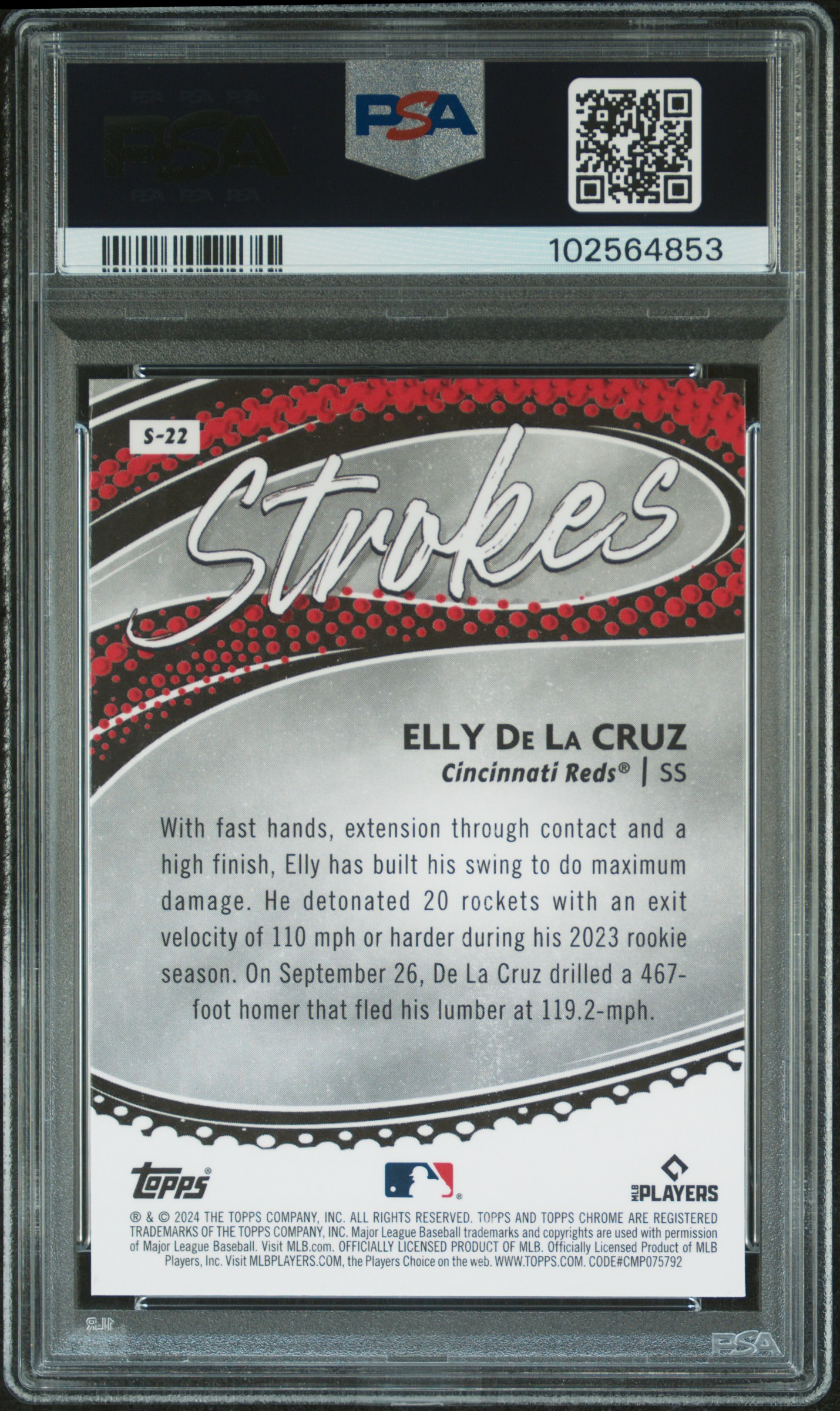 2024 Topps Chrome Strokes Elly De La Cruz #S22 Mint 9 back
