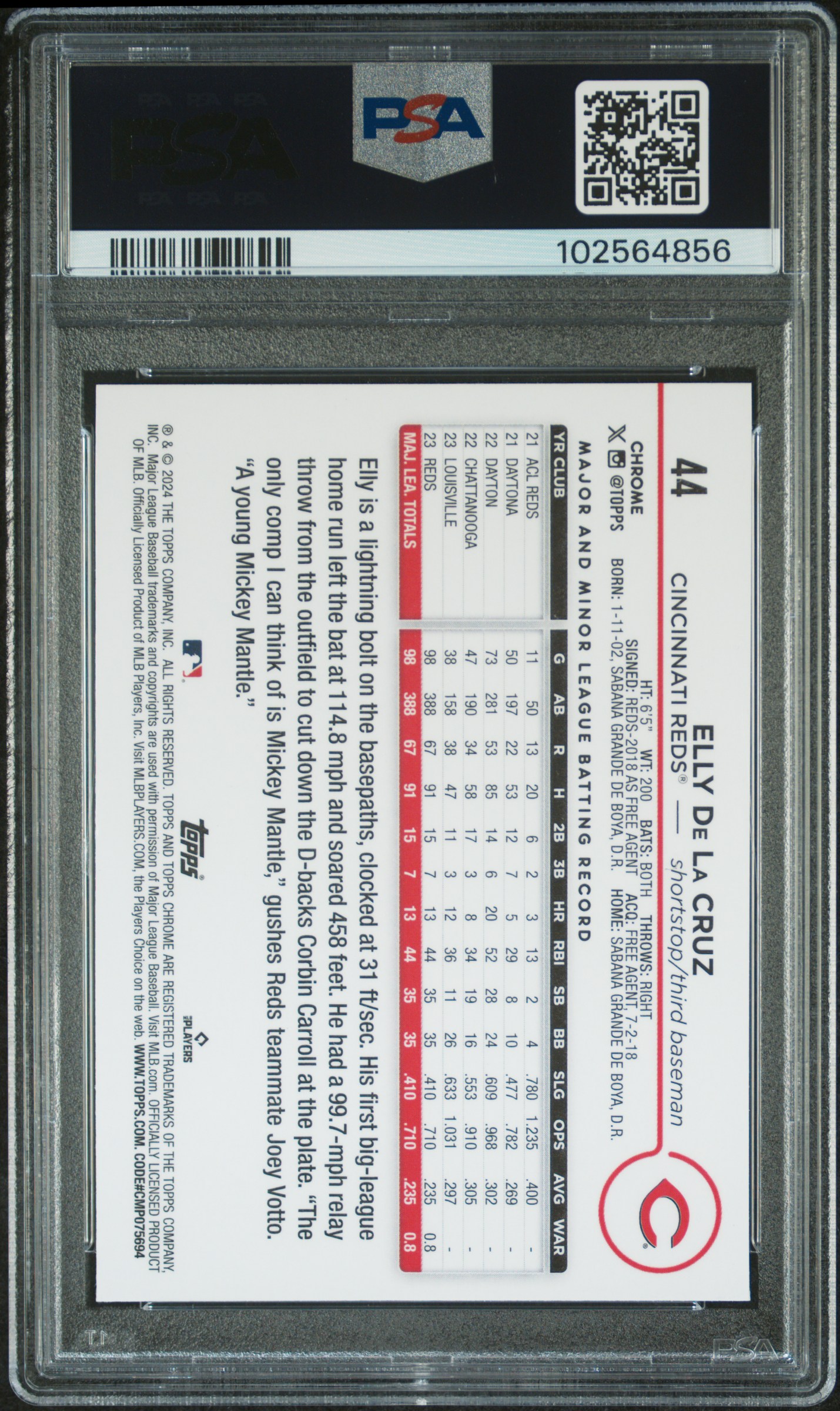 2024 Topps Chrome Elly De La Cruz #44 Nm-Mt 8 back