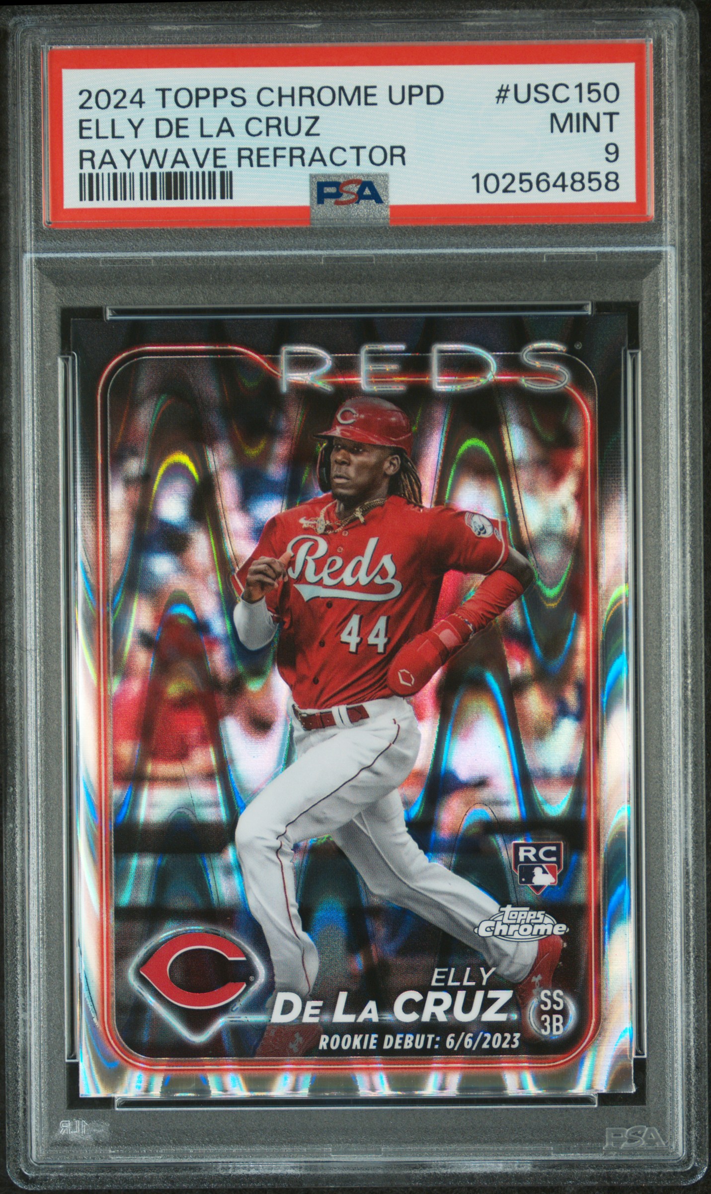 2024 Topps Chrome Update Elly De La Cruz #Usc150 (Raywave Refractor) Mint 9 front