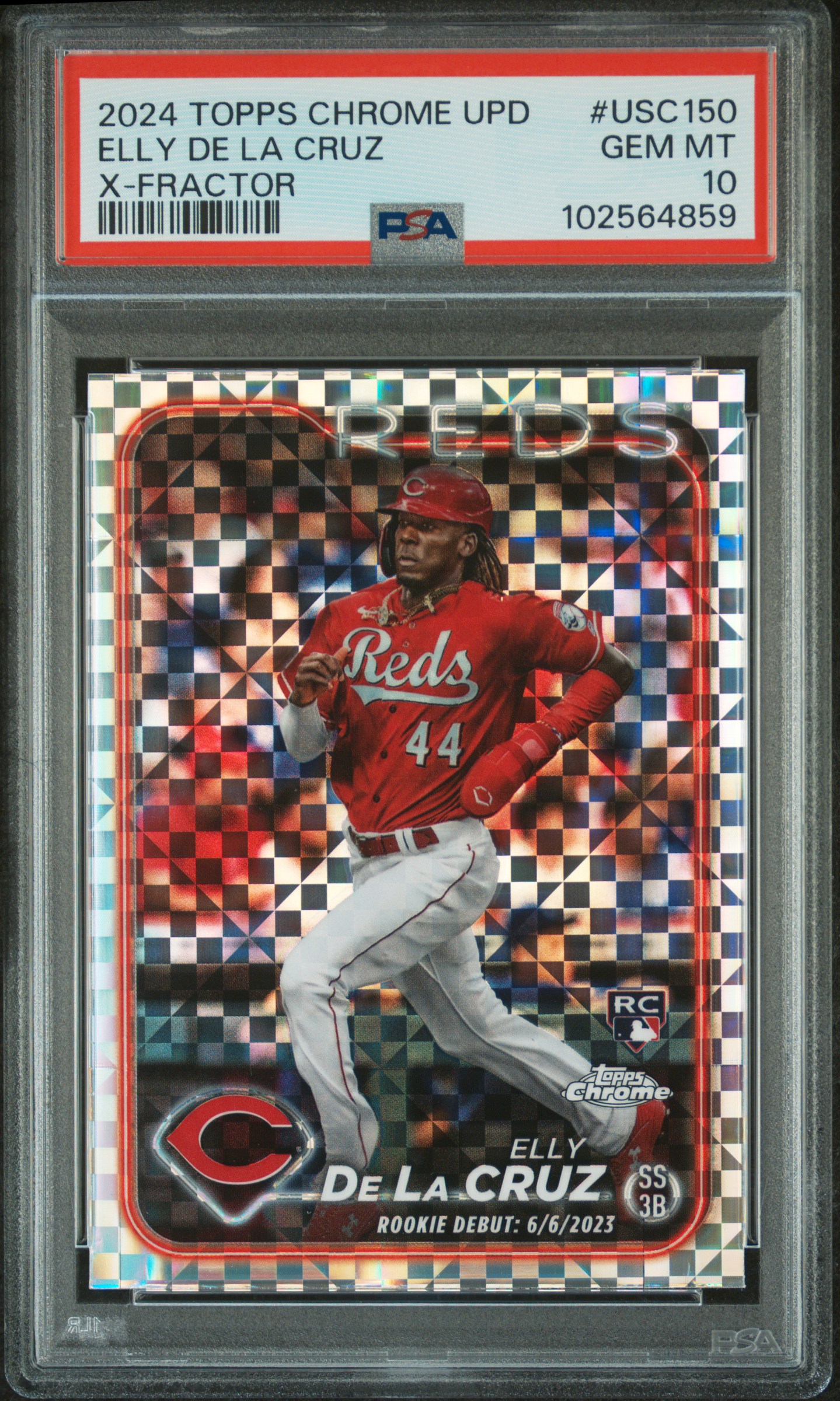 2024 Topps Chrome Update Elly De La Cruz #Usc150 (X-Fractor) Gem Mt 10 front