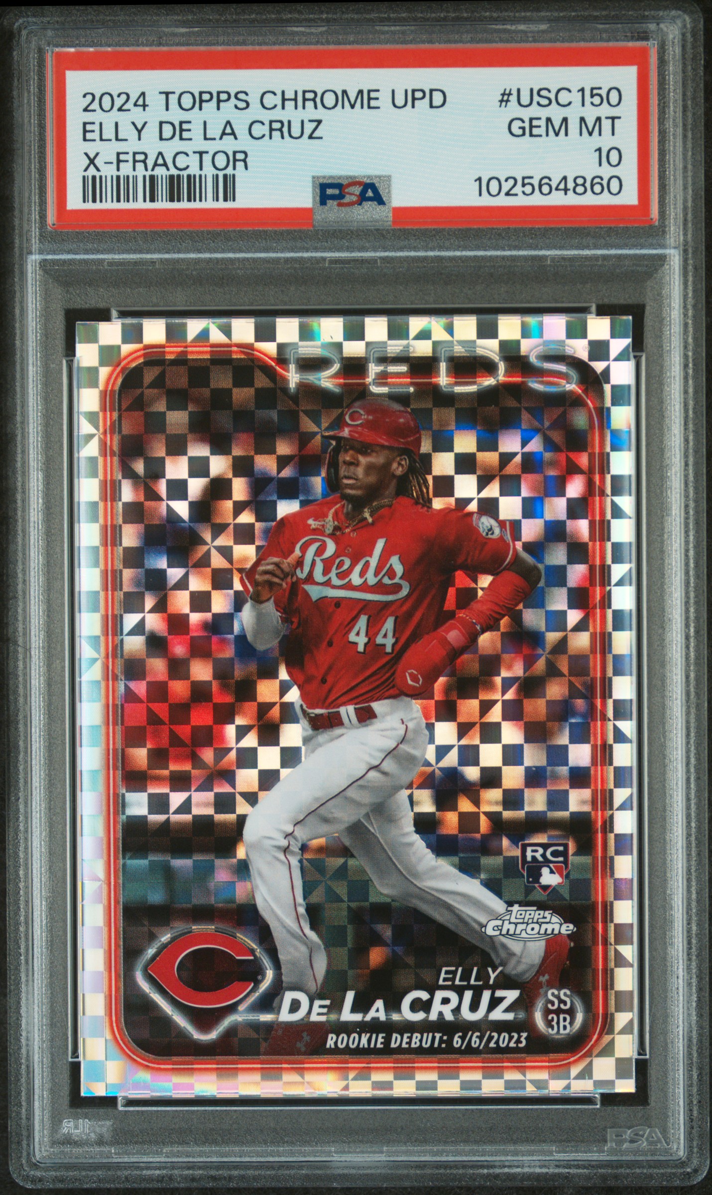 2024 Topps Chrome Update Elly De La Cruz #Usc150 (X-Fractor) Gem Mt 10 front