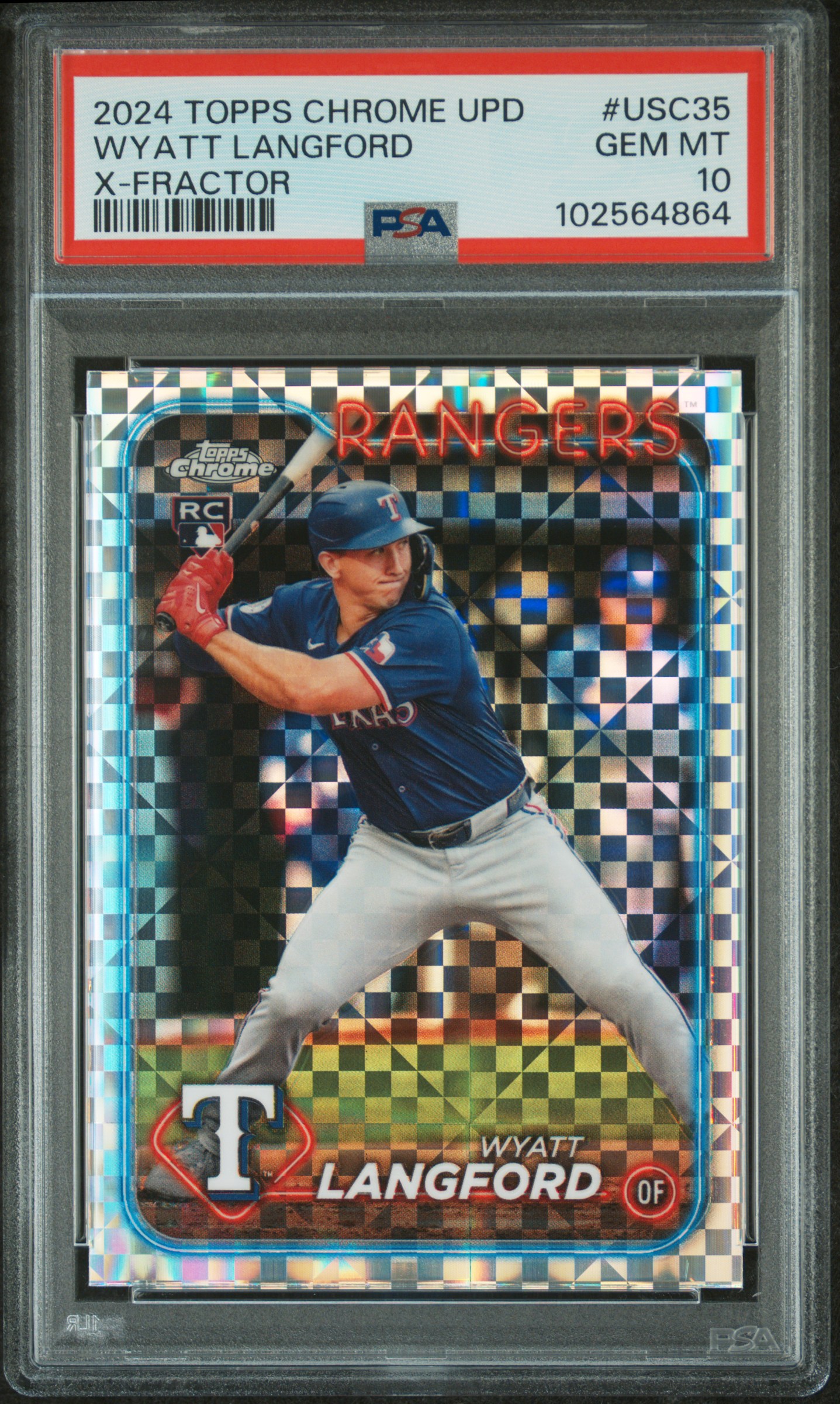2024 Topps Chrome Update Wyatt Langford #Usc35 (X-Fractor) Gem Mt 10 front