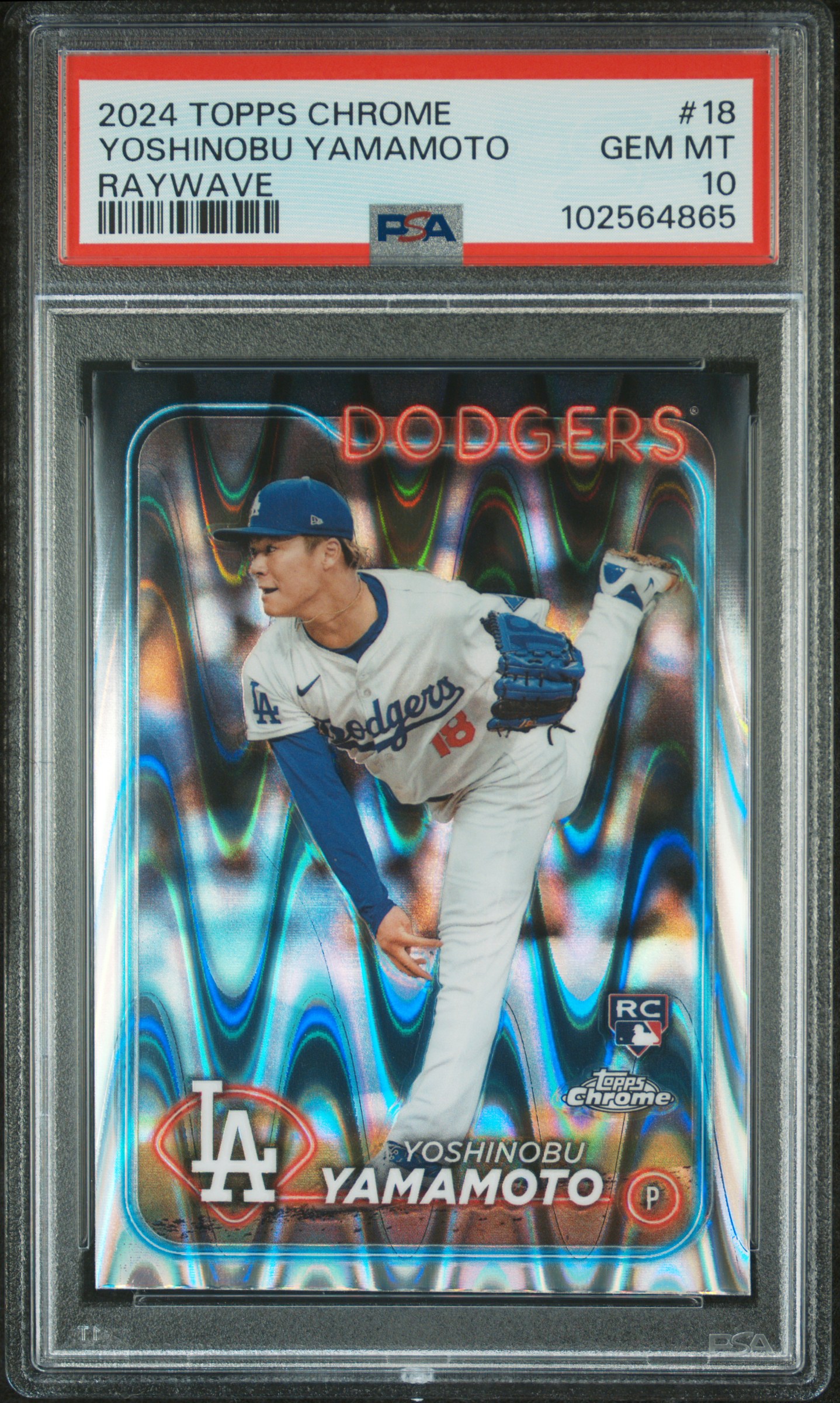 2024 Topps Chrome Yoshinobu Yamamoto #18 (Raywave) Gem Mt 10 front