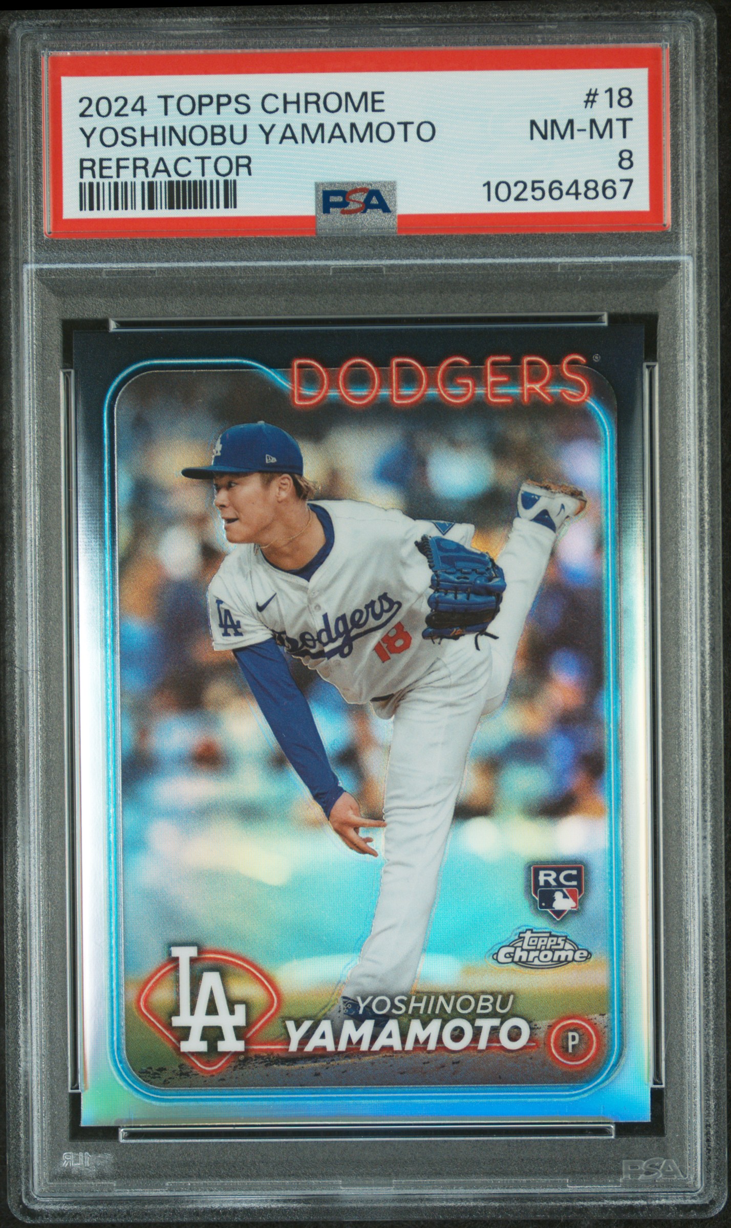 2024 Topps Chrome Yoshinobu Yamamoto #18 (Refractor) Nm-Mt 8 front