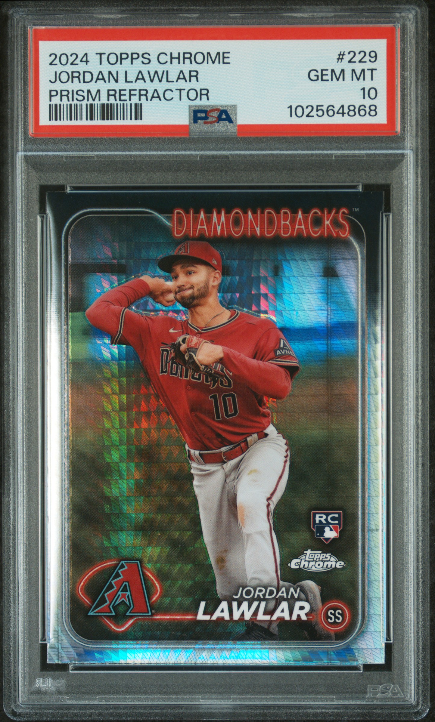 2024 Topps Chrome Jordan Lawlar #229 (Prism Refractor) Gem Mt 10 front