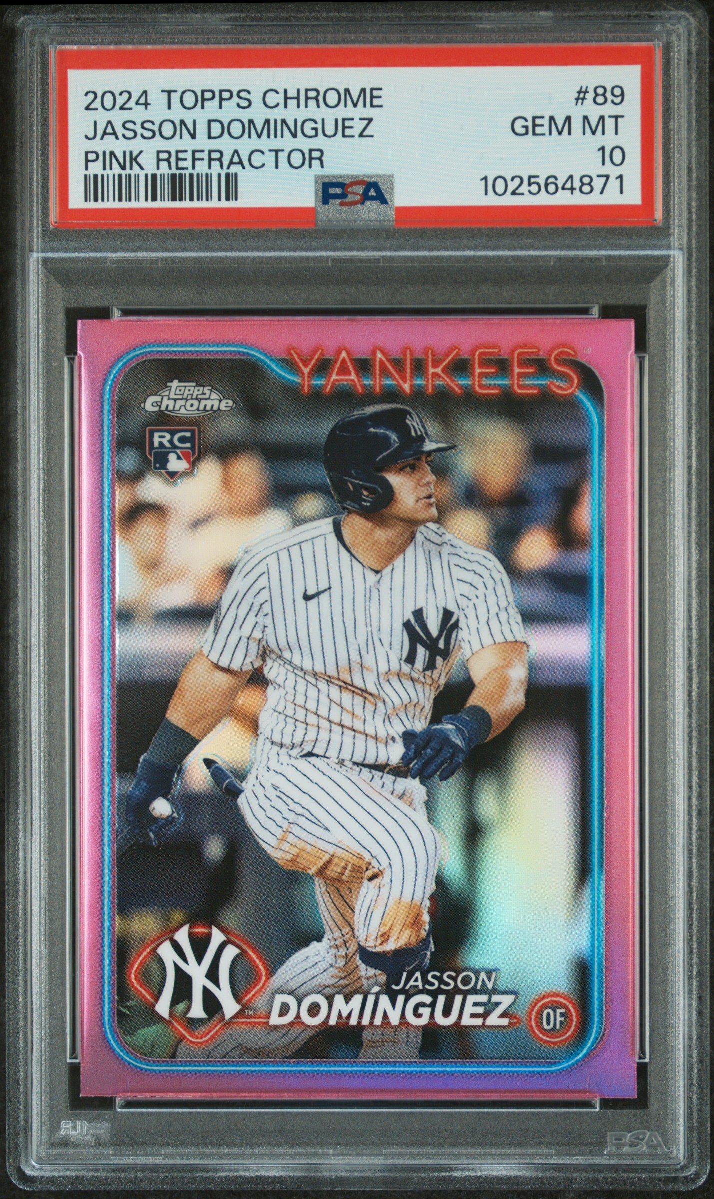 2024 Topps Chrome Jasson Dominguez #89 (Pink Refractor) Gem Mt 10 front