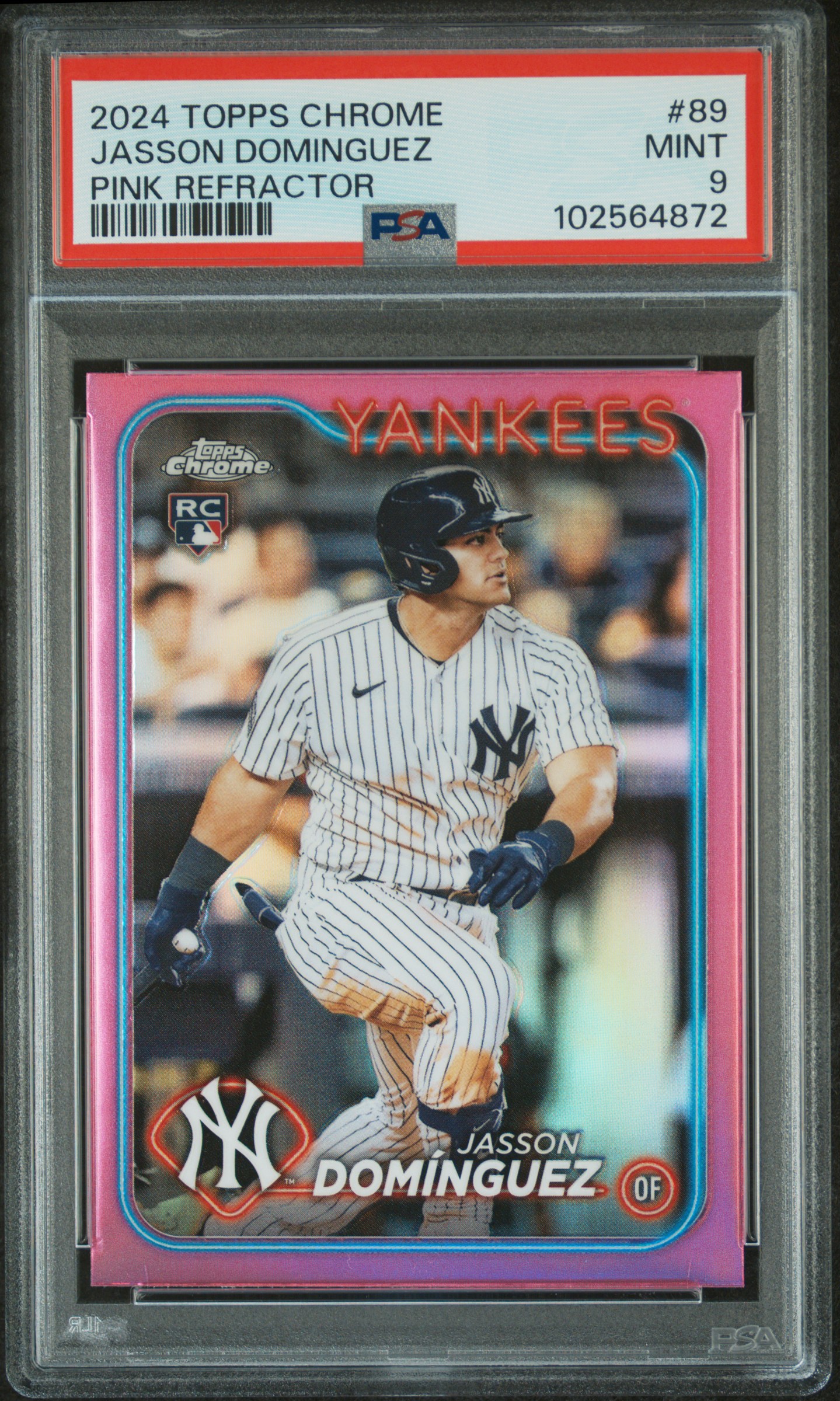 2024 Topps Chrome Jasson Dominguez #89 (Pink Refractor) Mint 9 front