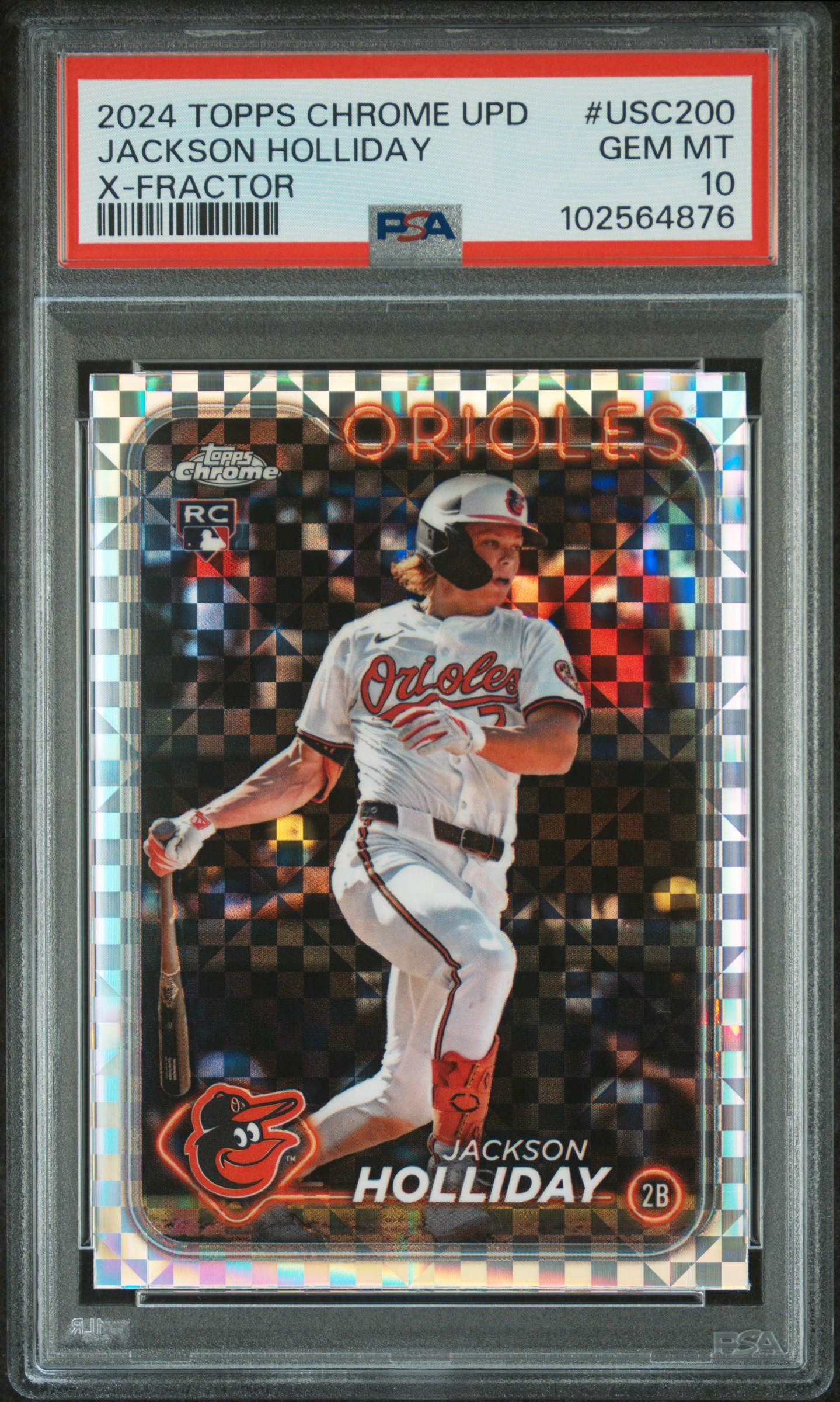 2024 Topps Chrome Update Jackson Holliday #Usc200 (X-Fractor) Gem Mt 10 front