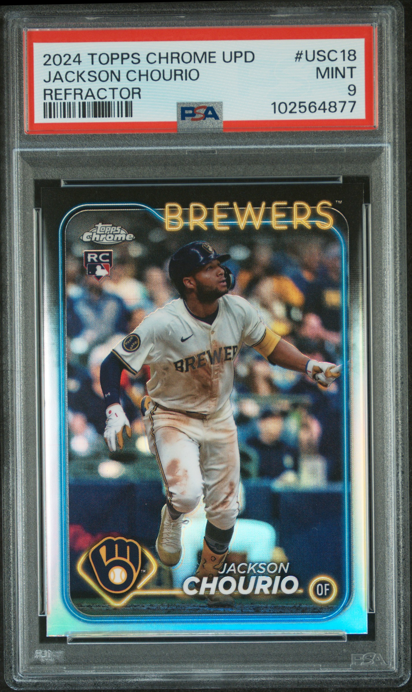 2024 Topps Chrome Update Jackson Chourio #Usc18 (Refractor) Mint 9 front