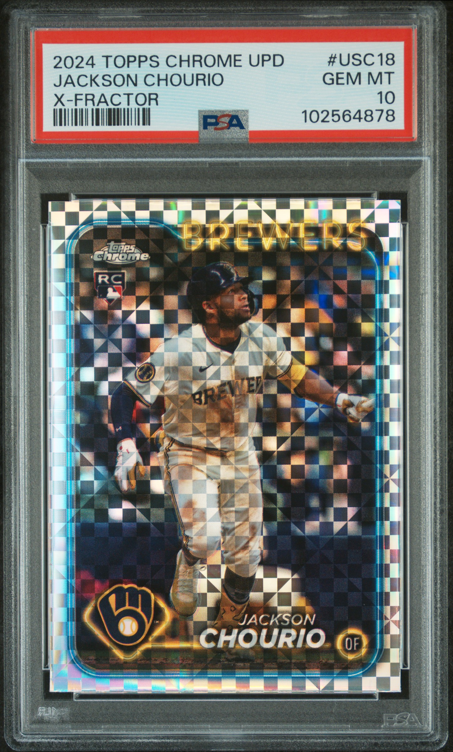 2024 Topps Chrome Update Jackson Chourio #Usc18 (X-Fractor) Gem Mt 10 front