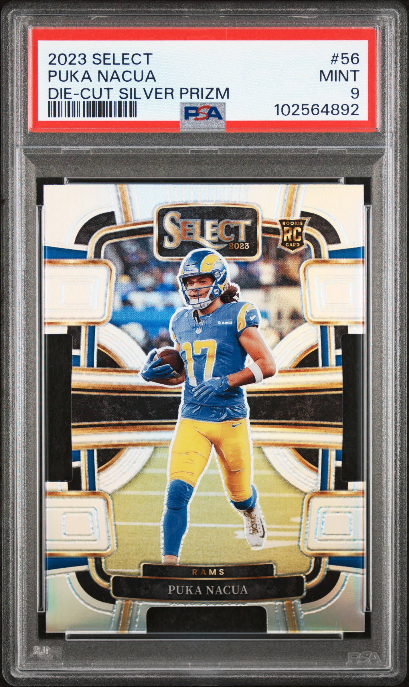 2023 Panini Select Puka Nacua #56 (Die-Cut Silver Prizm) Mint 9 front