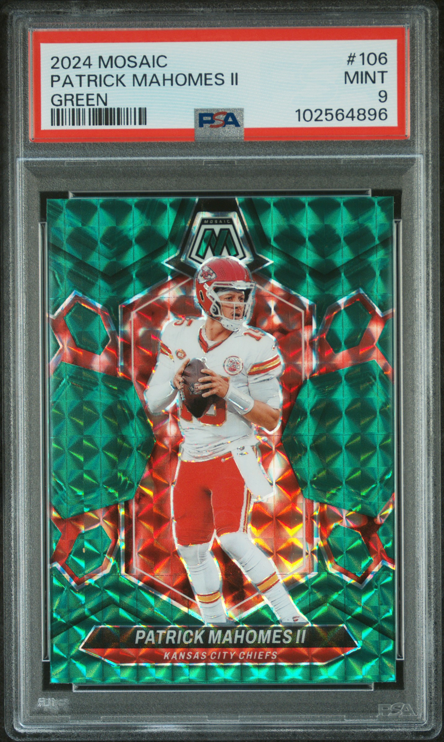 2024 Panini Mosaic Patrick Mahomes Ii #106 (Green) Mint 9 front
