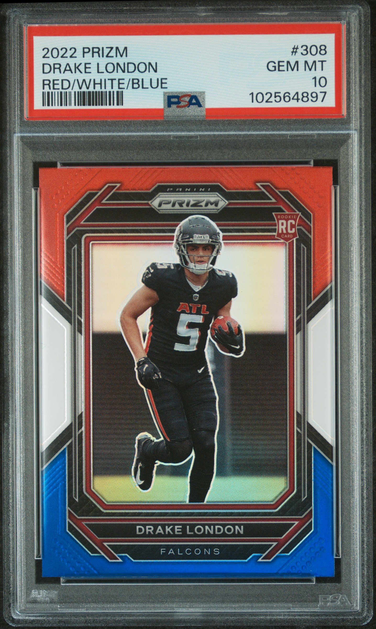 2022 Panini Prizm Drake London #308 (Red/White/Blue) Gem Mt 10 front