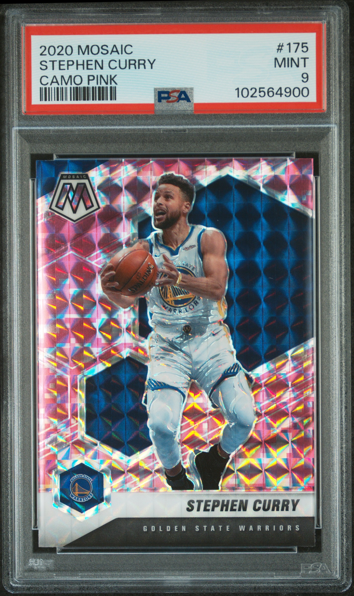 2020 Panini Mosaic Stephen Curry #175 (Camo Pink) Mint 9 front