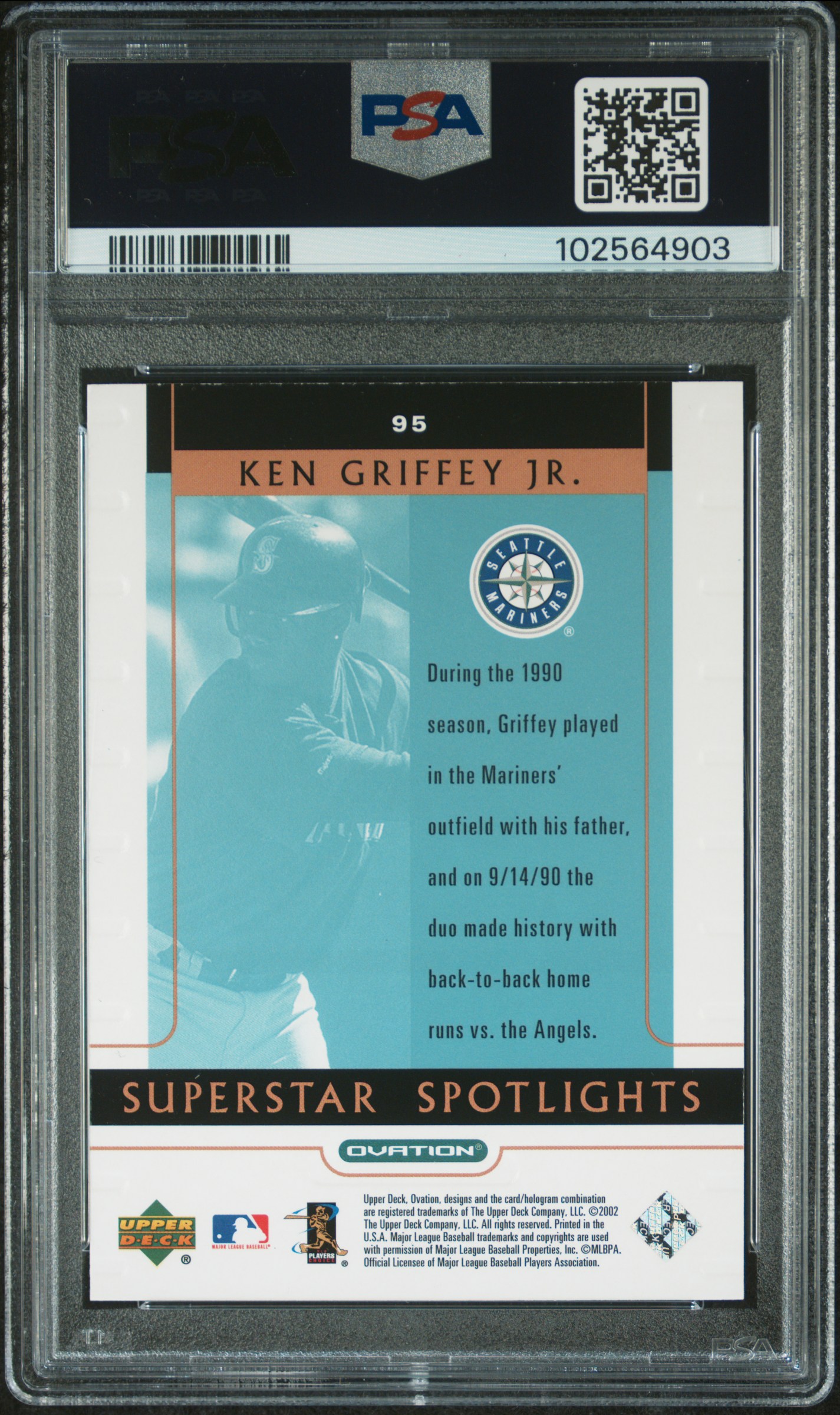 2002 Upper Deck Ovation Ken Griffey Jr. #95 Nm 7 back