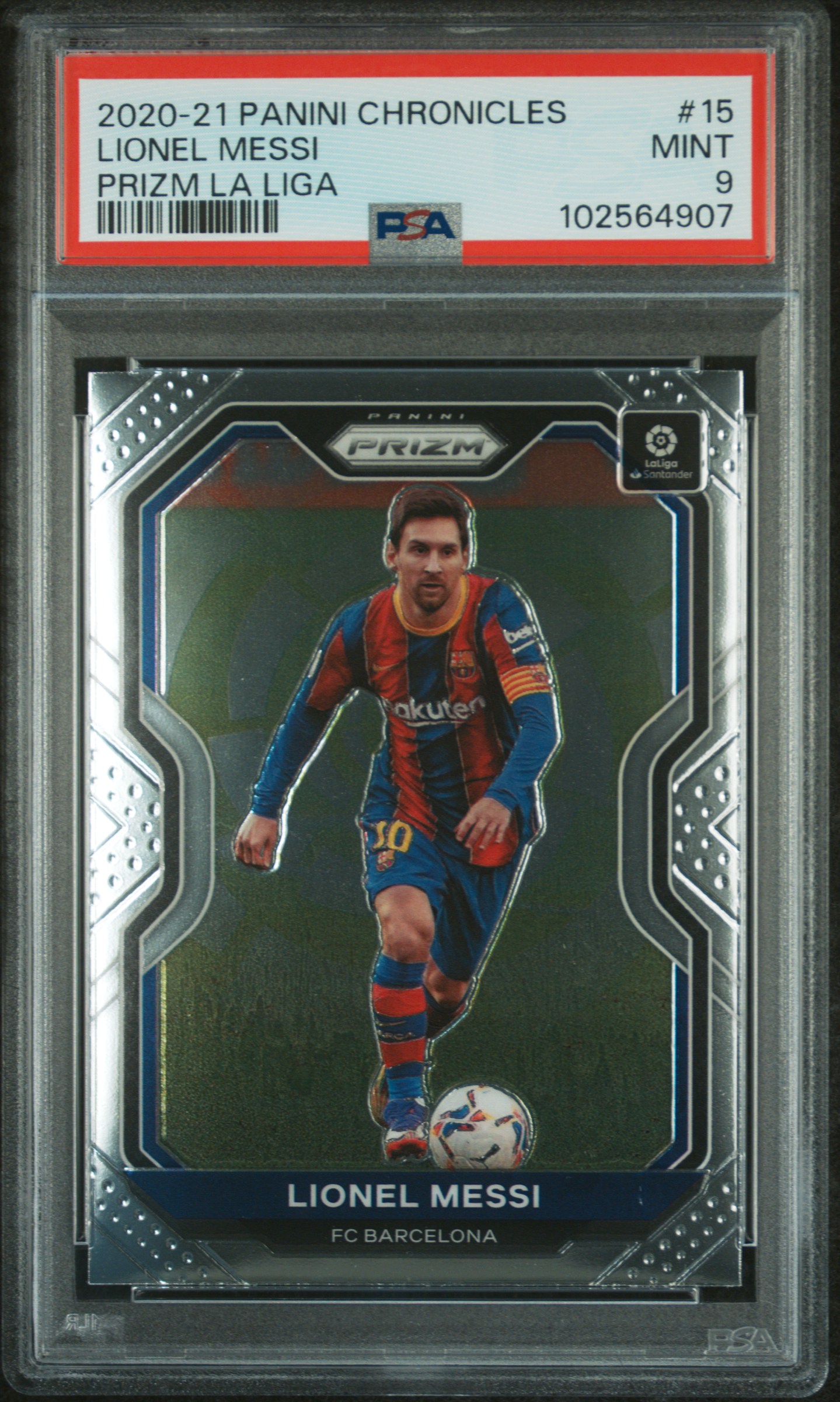 2020 Panini Chronicles Prizm La Liga Lionel Messi #15 (Prizm La Liga) Mint 9 front