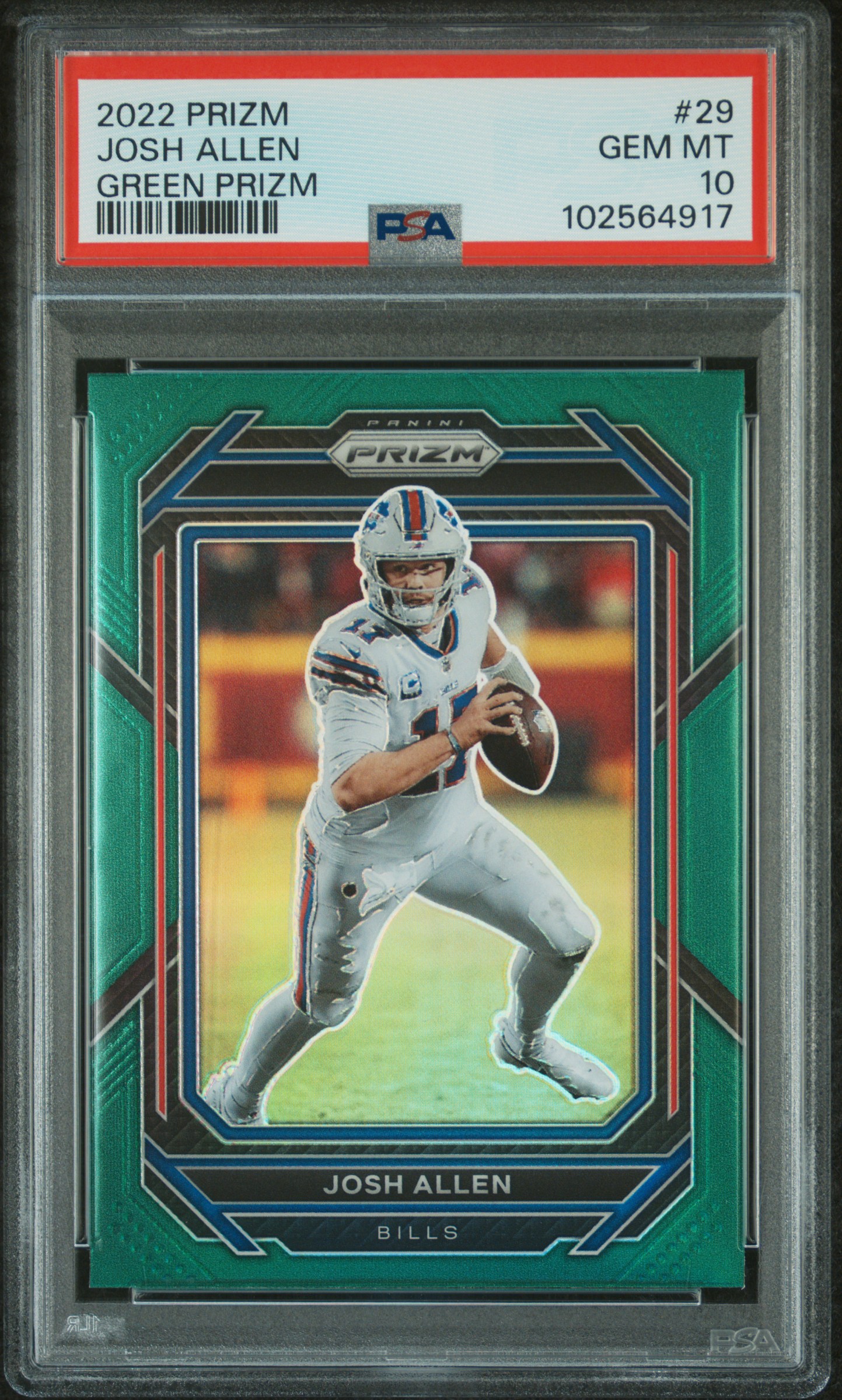 2022 Panini Prizm Josh Allen #29 (Green Prizm) Gem Mt 10 front