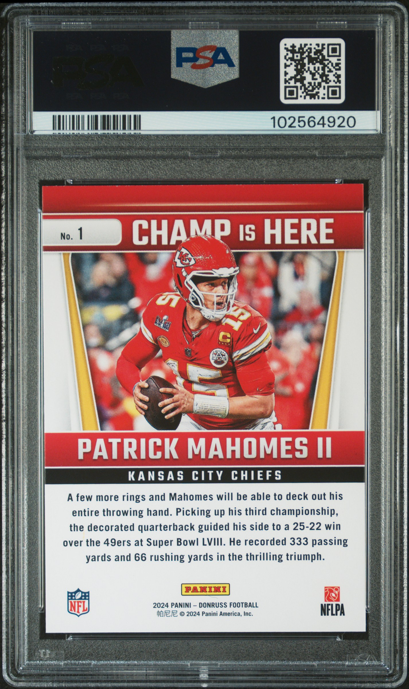 2024 Panini Donruss Champ Is Here Patrick Mahomes Ii #1 Nm 7 back