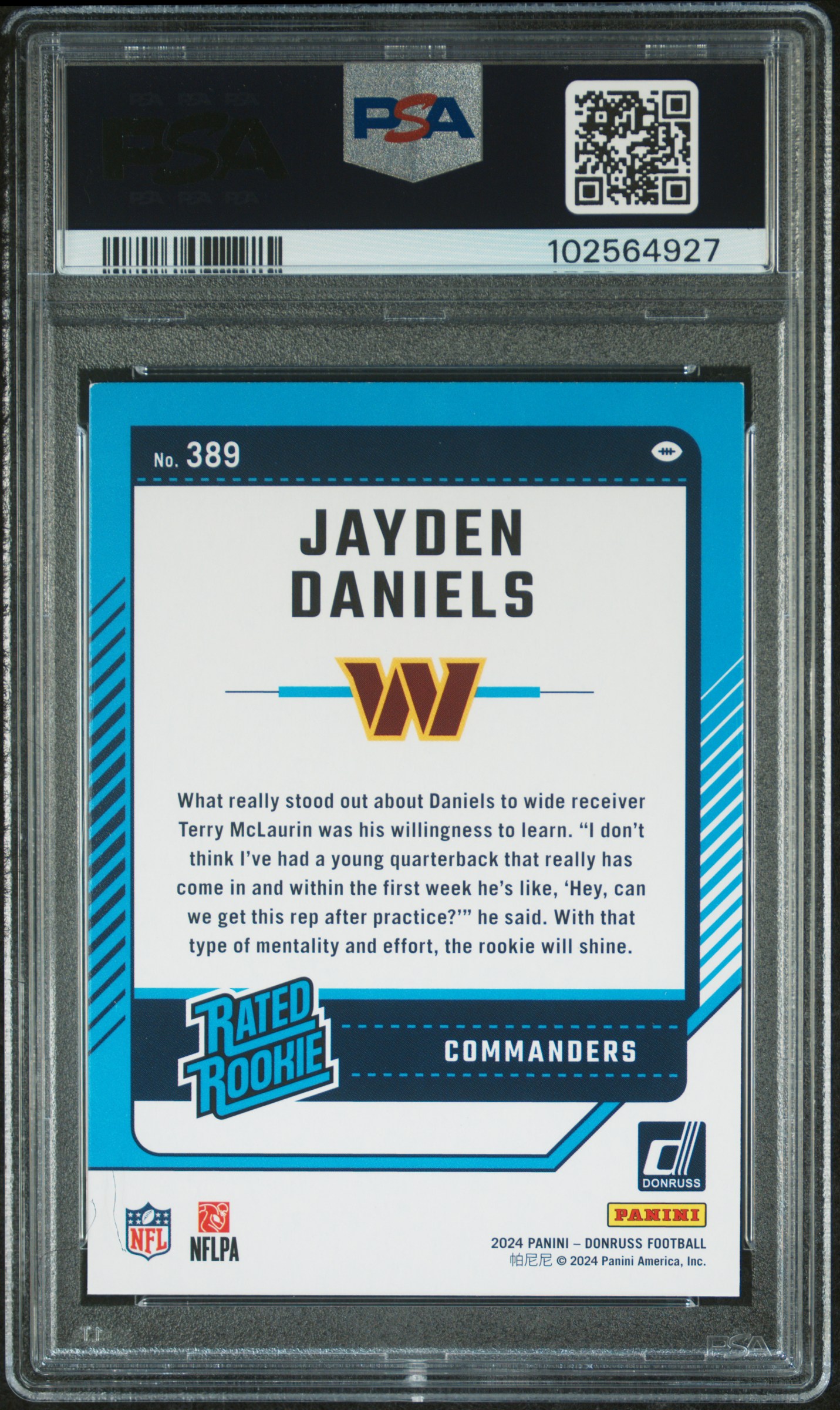 2024 Panini Donruss Jayden Daniels #389 Nm-Mt 8 back