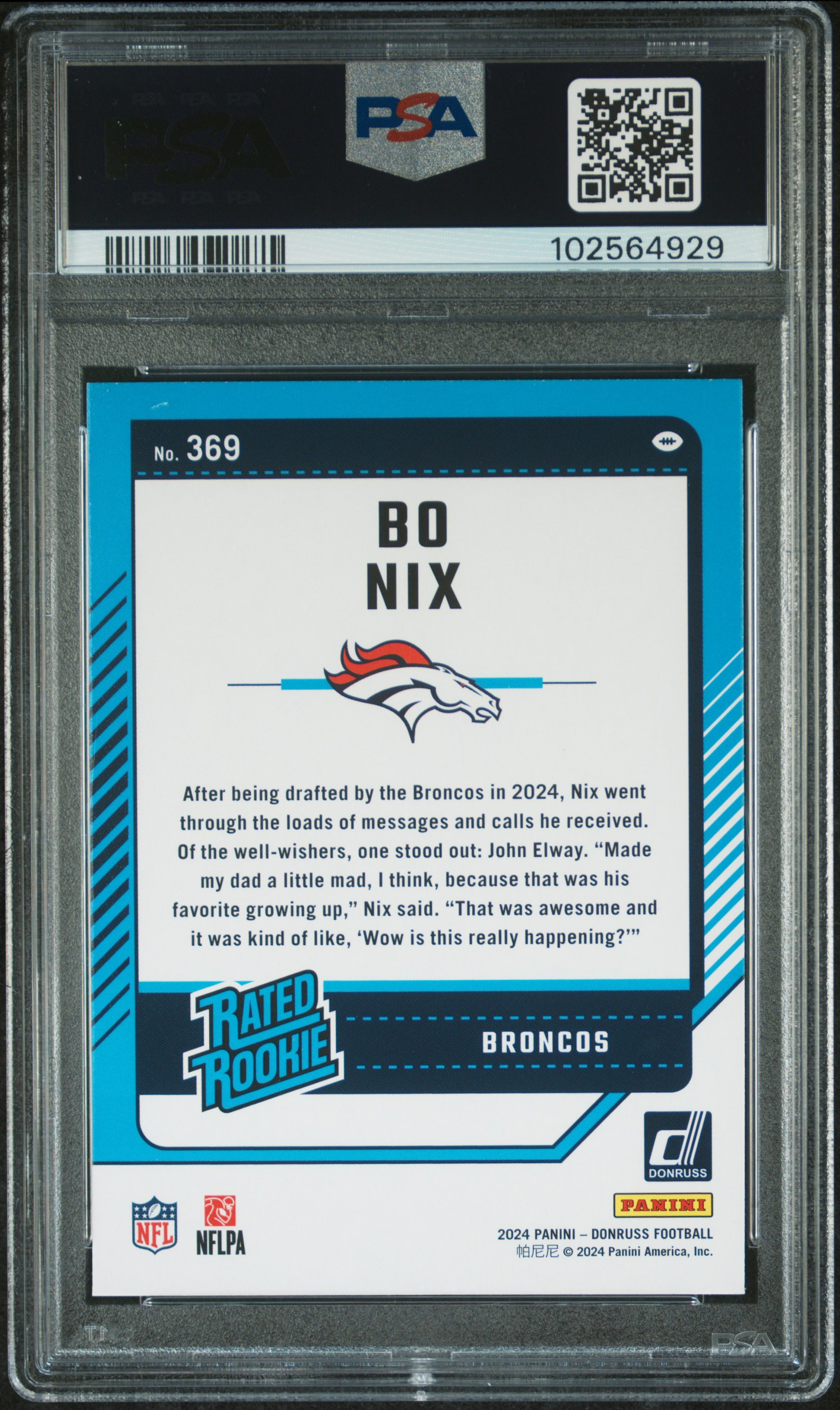2024 Panini Donruss Bo Nix #369 Nm-Mt 8 back