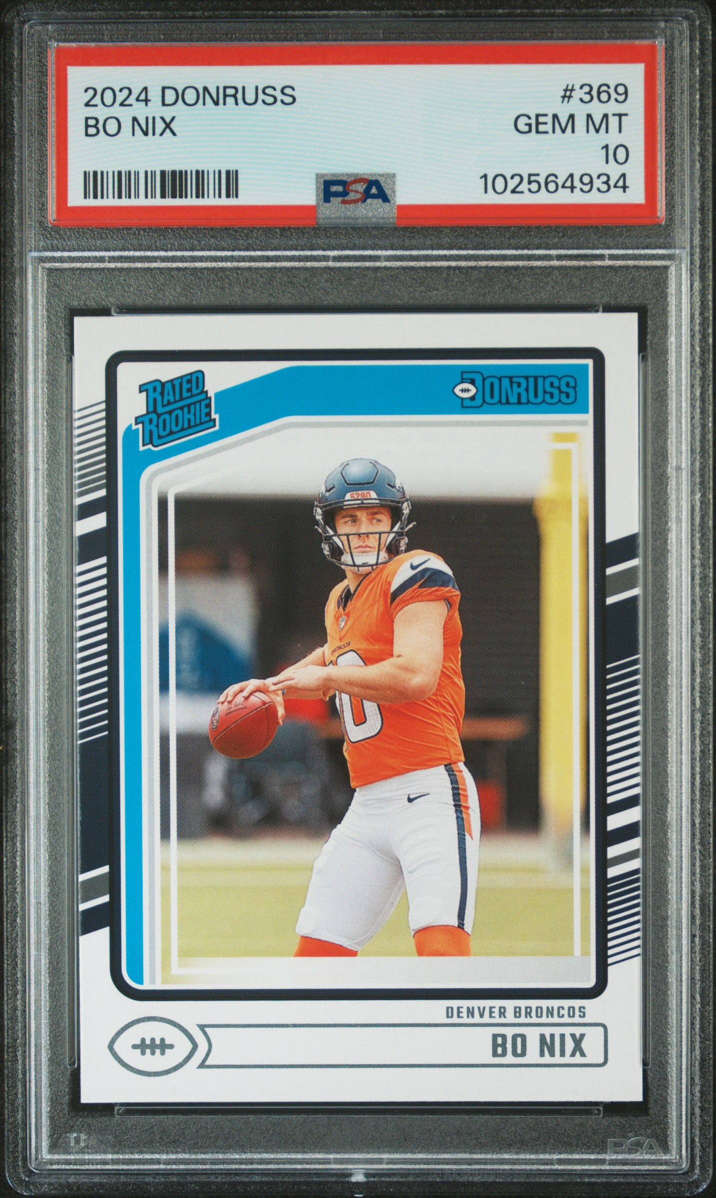 2024 Panini Donruss Bo Nix #369 Gem Mt 10 front