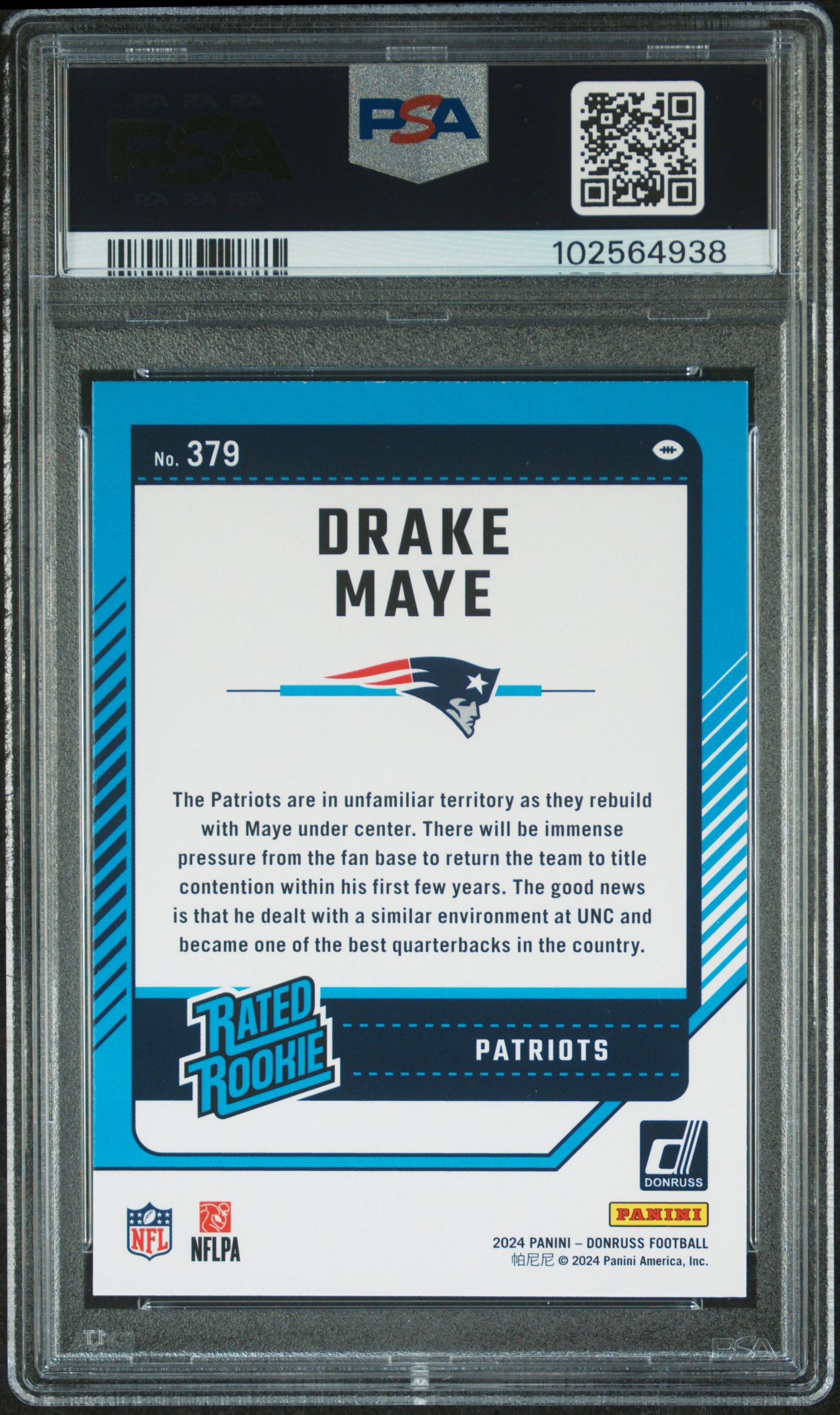 2024 Panini Donruss Drake Maye #379 Nm-Mt 8 back