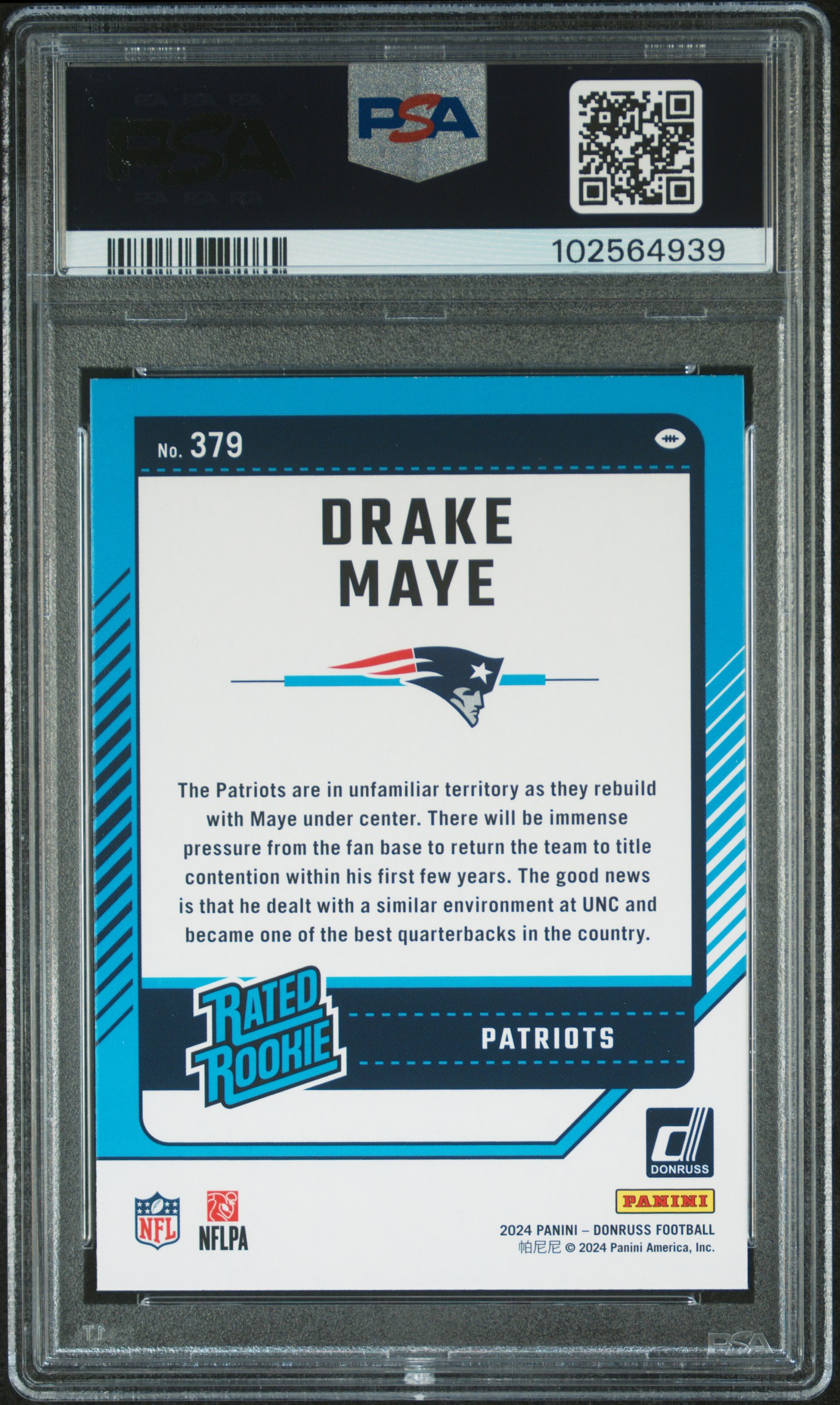 2024 Panini Donruss Drake Maye #379 Mint 9 back