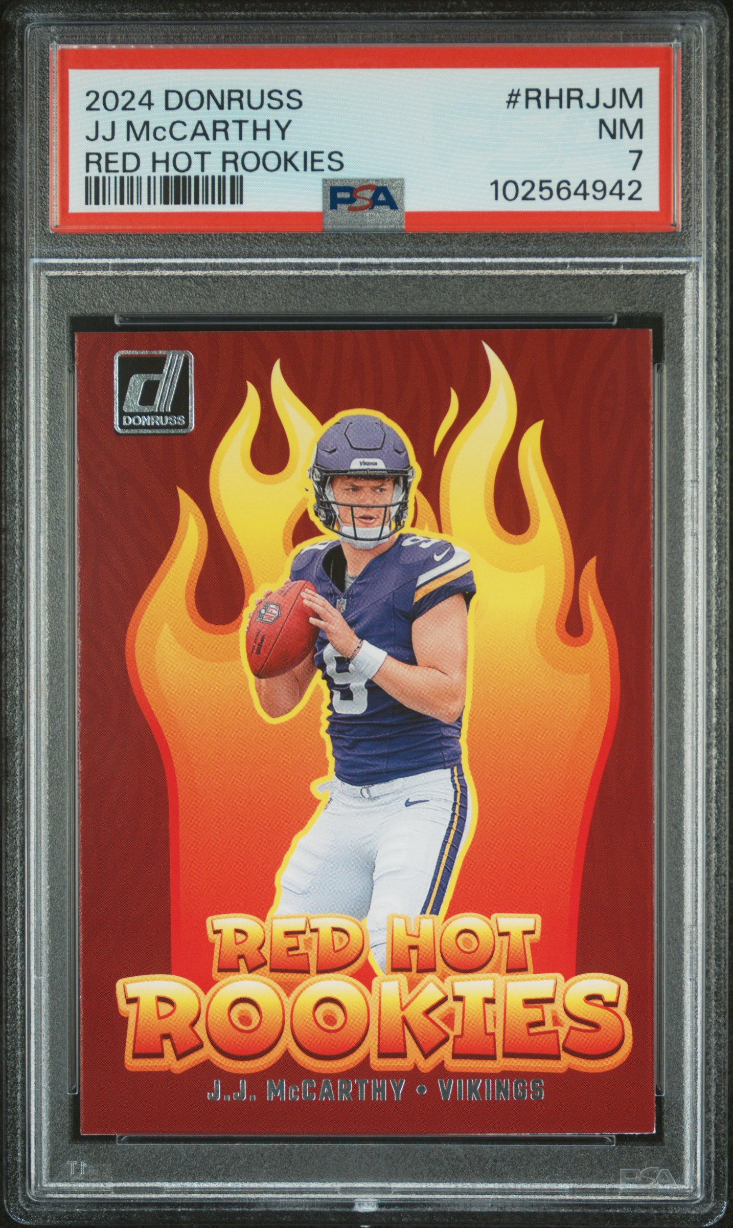 2024 Panini Donruss Red Hot Rookies Jj Mccarthy #Rhrjjm Nm 7 front