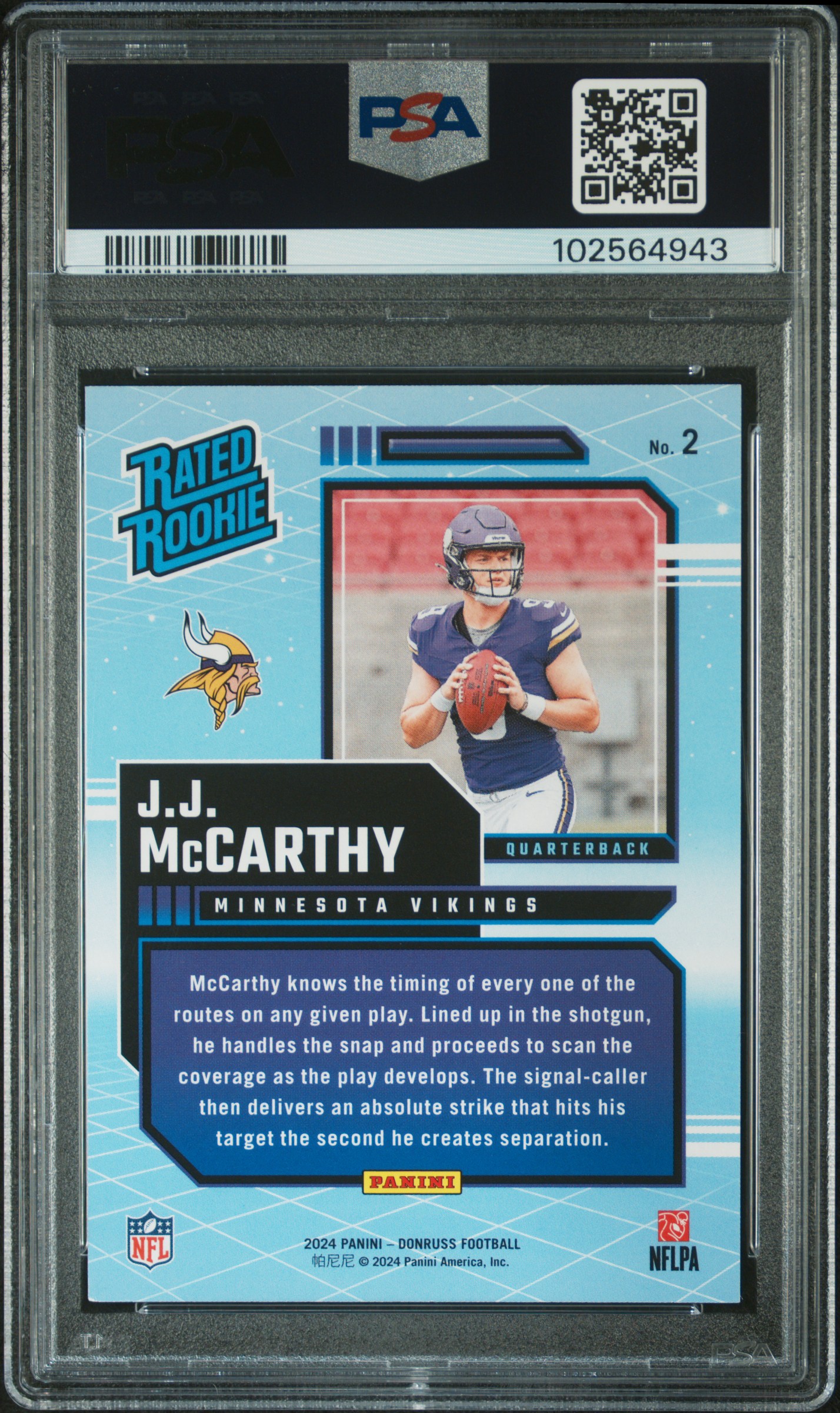 2024 Panini Donruss Rated Rookies Retro Jj Mccarthy #2 Nm-Mt 8 back