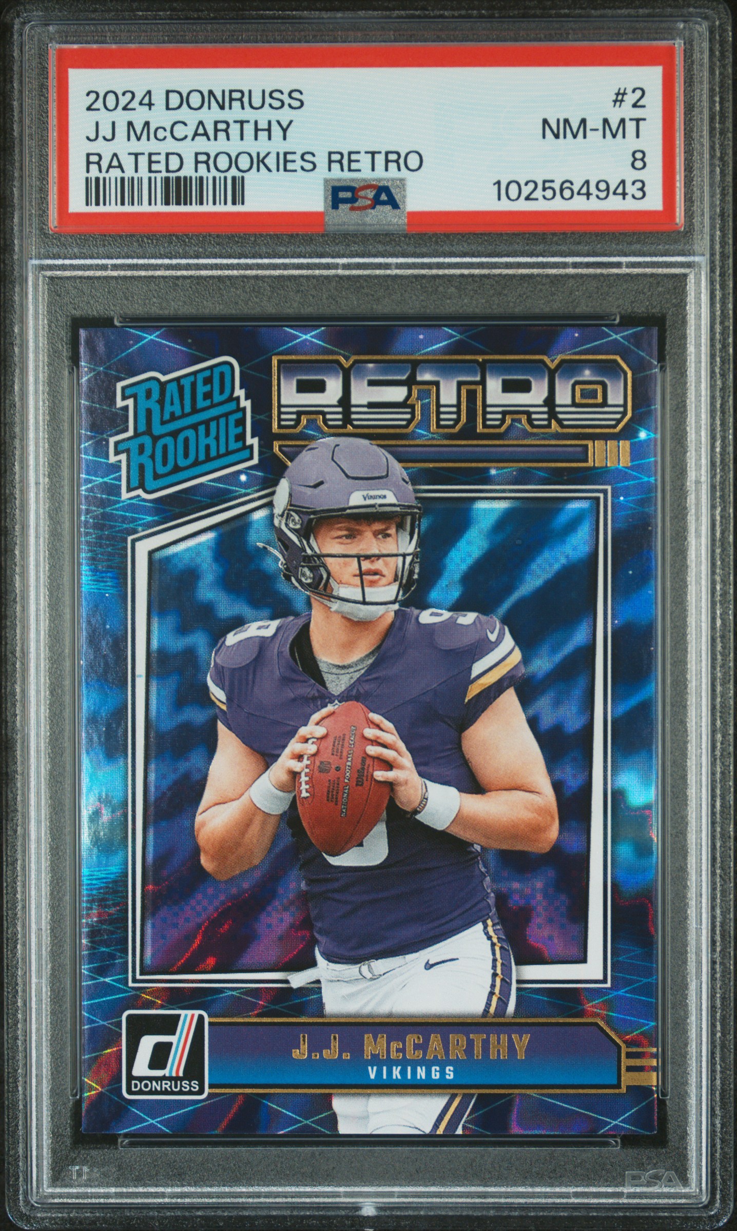 2024 Panini Donruss Rated Rookies Retro Jj Mccarthy #2 Nm-Mt 8 front