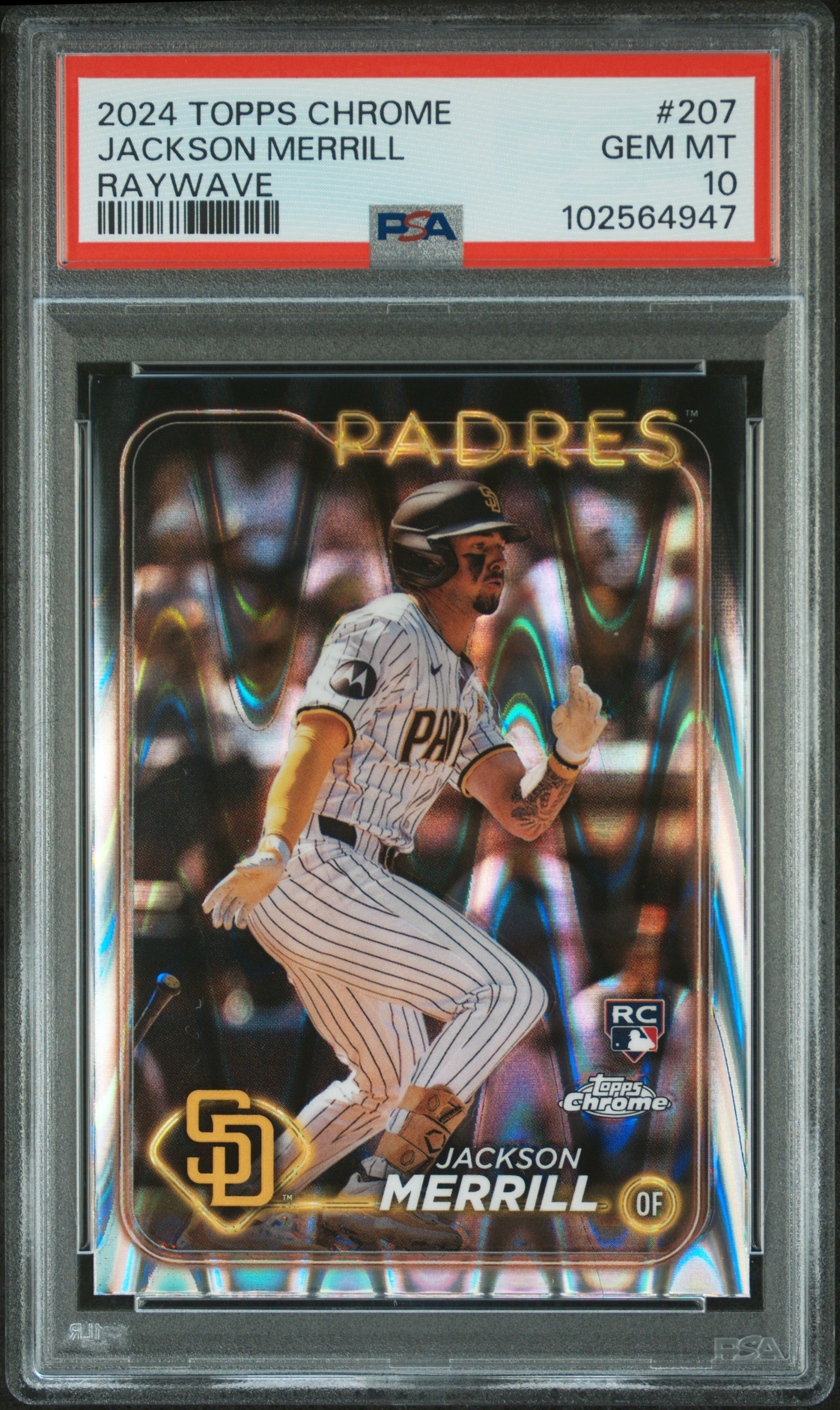 2024 Topps Chrome Jackson Merrill #207 (Raywave) Gem Mt 10 front