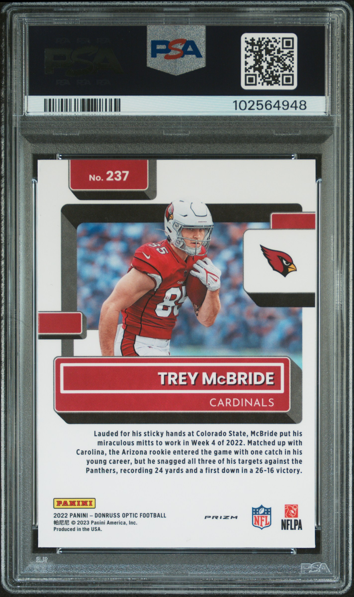 2022 Panini Donruss Optic Trey Mcbride #237 (Holo) Nm-Mt 8 back